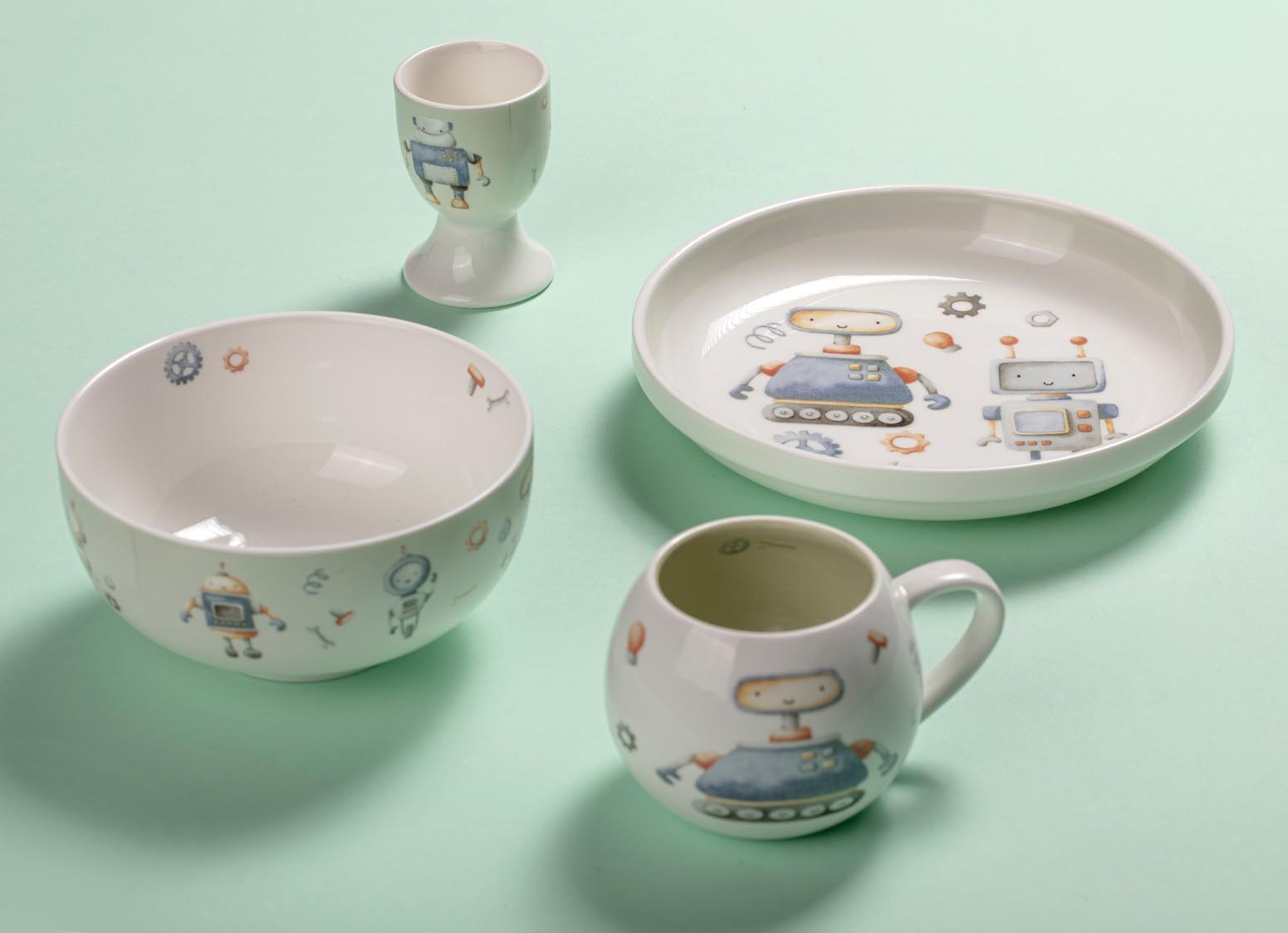 Ashdene Robots Ceramic 4 Piece Kids Set