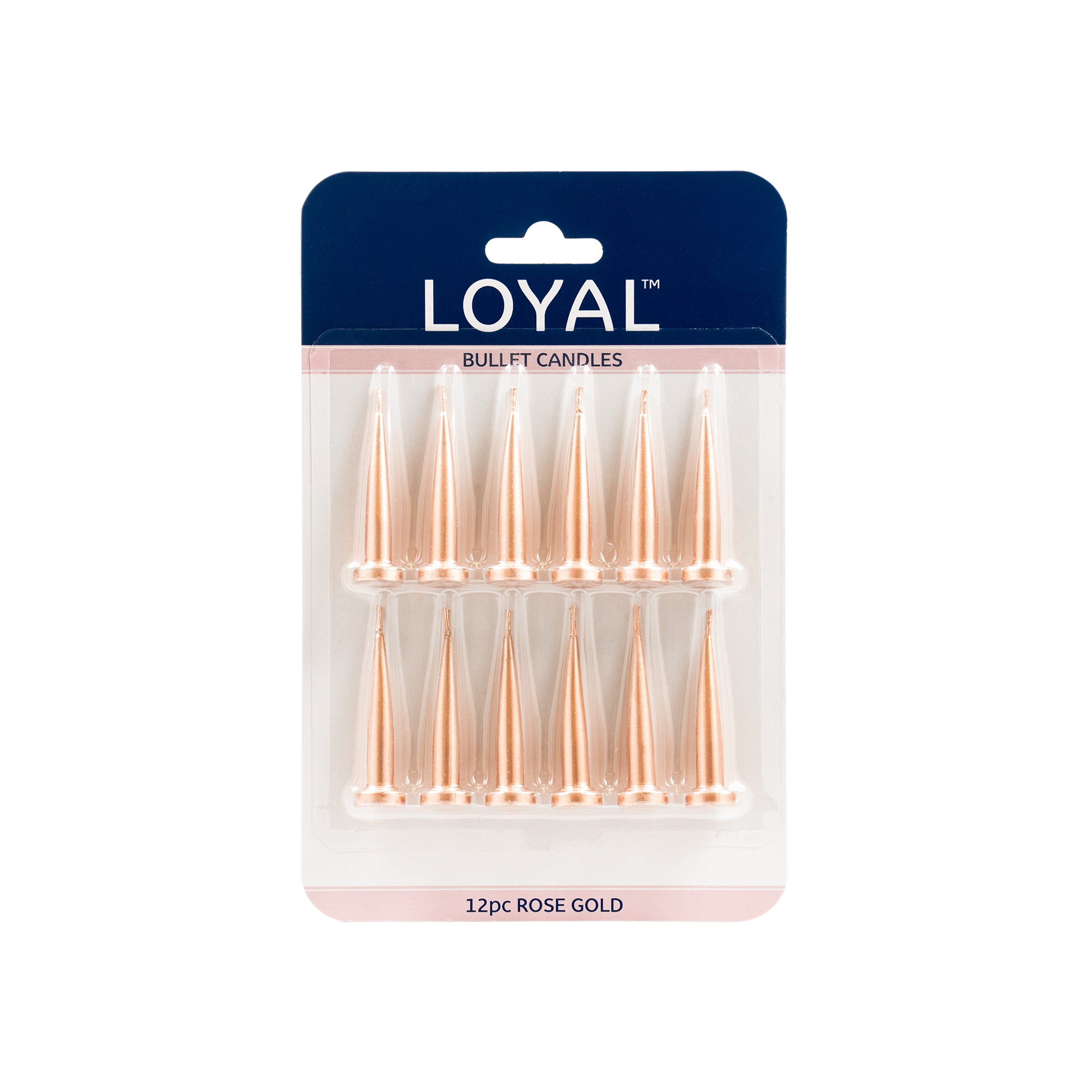 LOYAL Bullet Candle Metallic Rose Gold 12 Piece