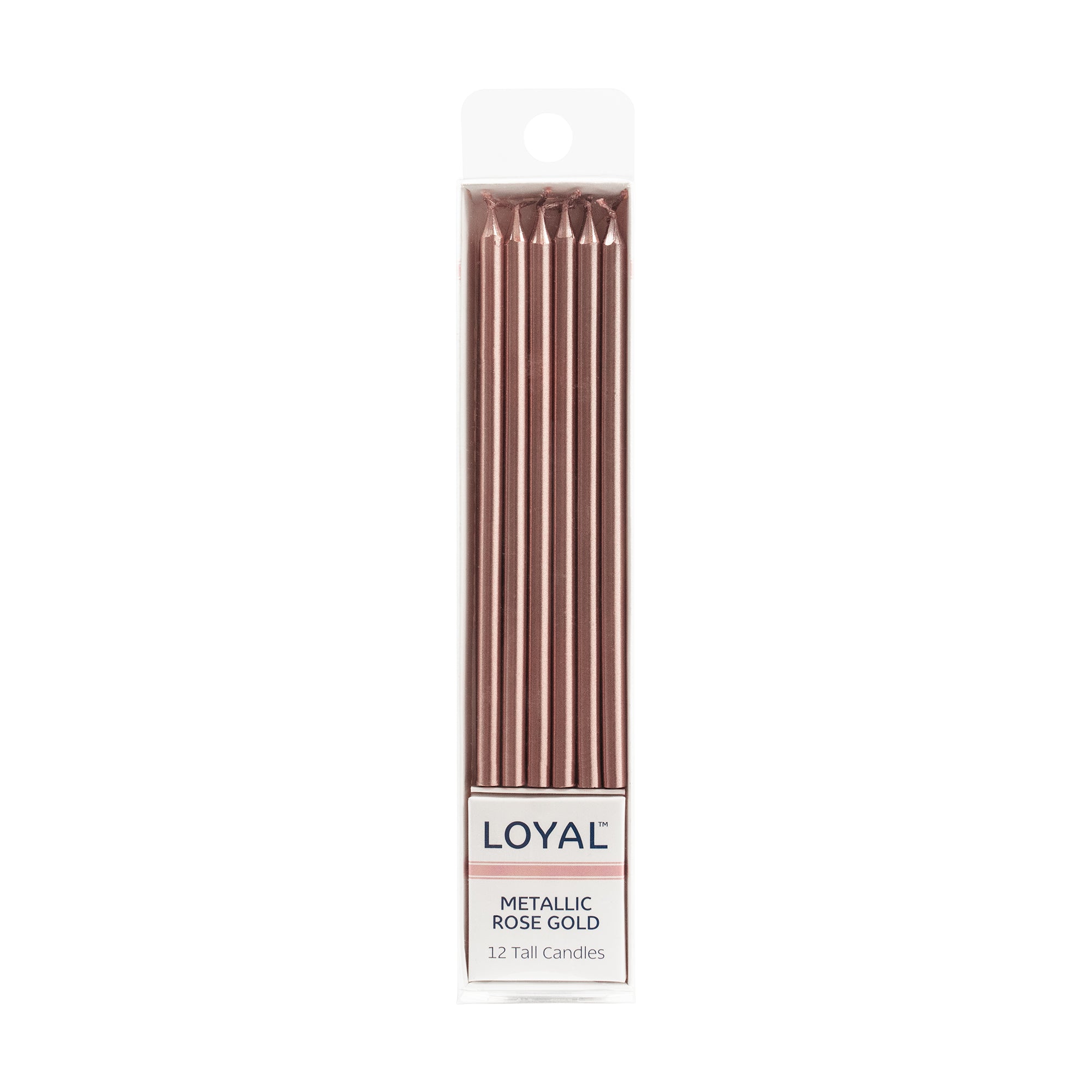 LOYAL Tall Candle Metallic Rose Gold 12 Piece