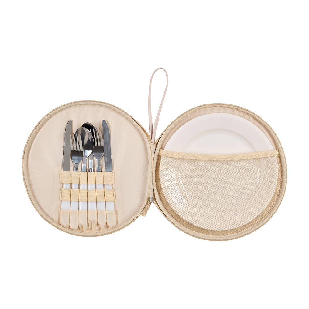 Annabel Trends Picnic Round Plate Set Trailing Natives Tan