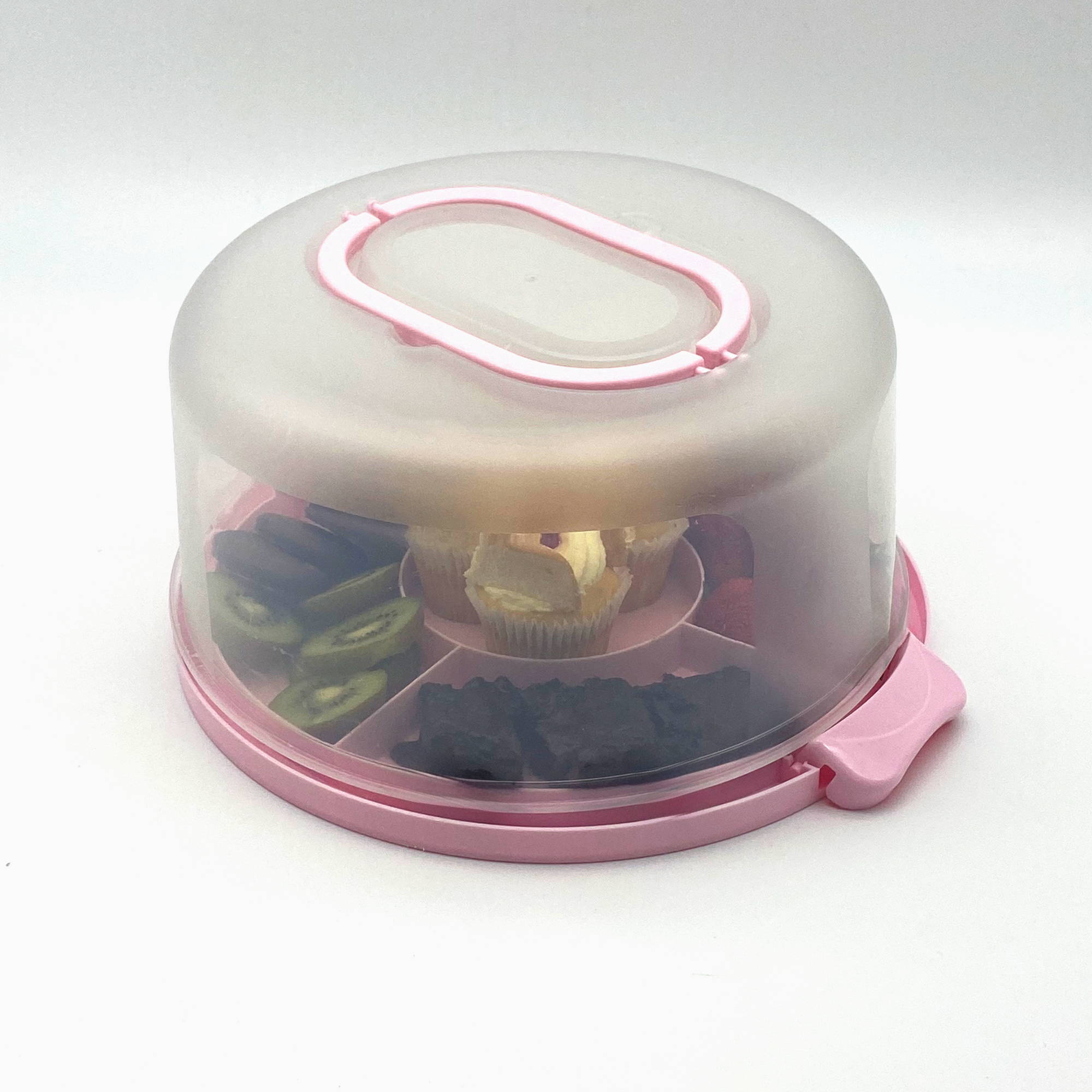SHARP Living Cake Box Round Double Muffin, Pastel Pink