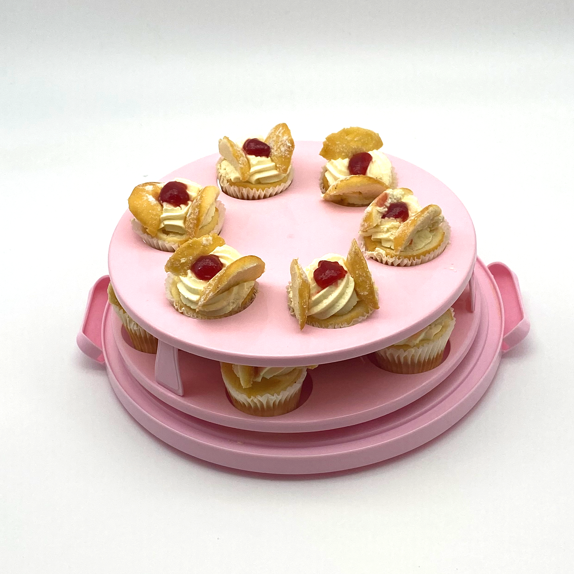 SHARP Living Cake Box Round Double Muffin, Pastel Pink