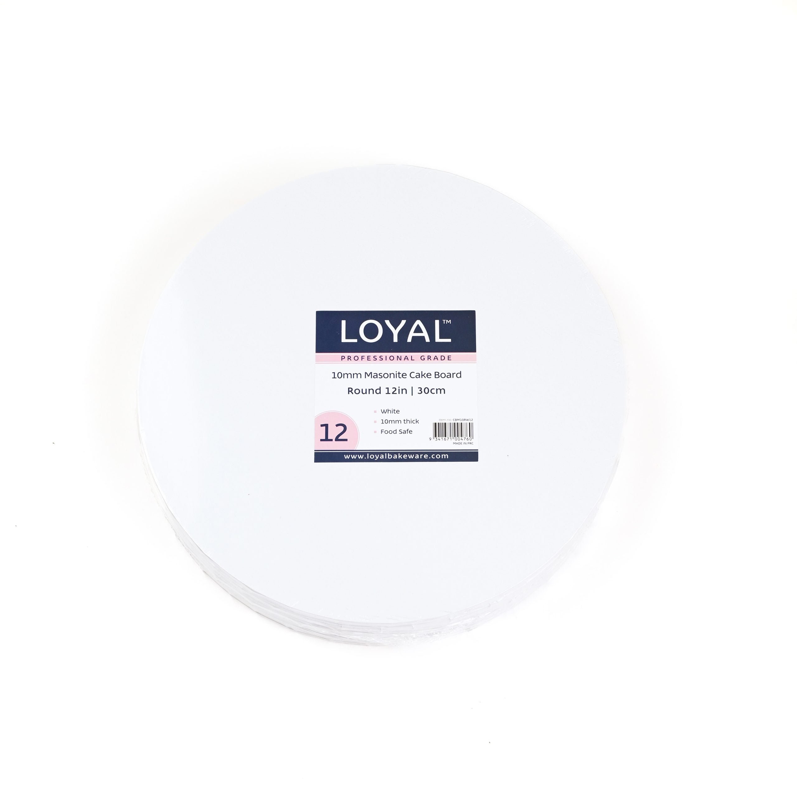LOYAL 12in/30cm Round White Masonite Cake Board 10mm (15 Pack)
