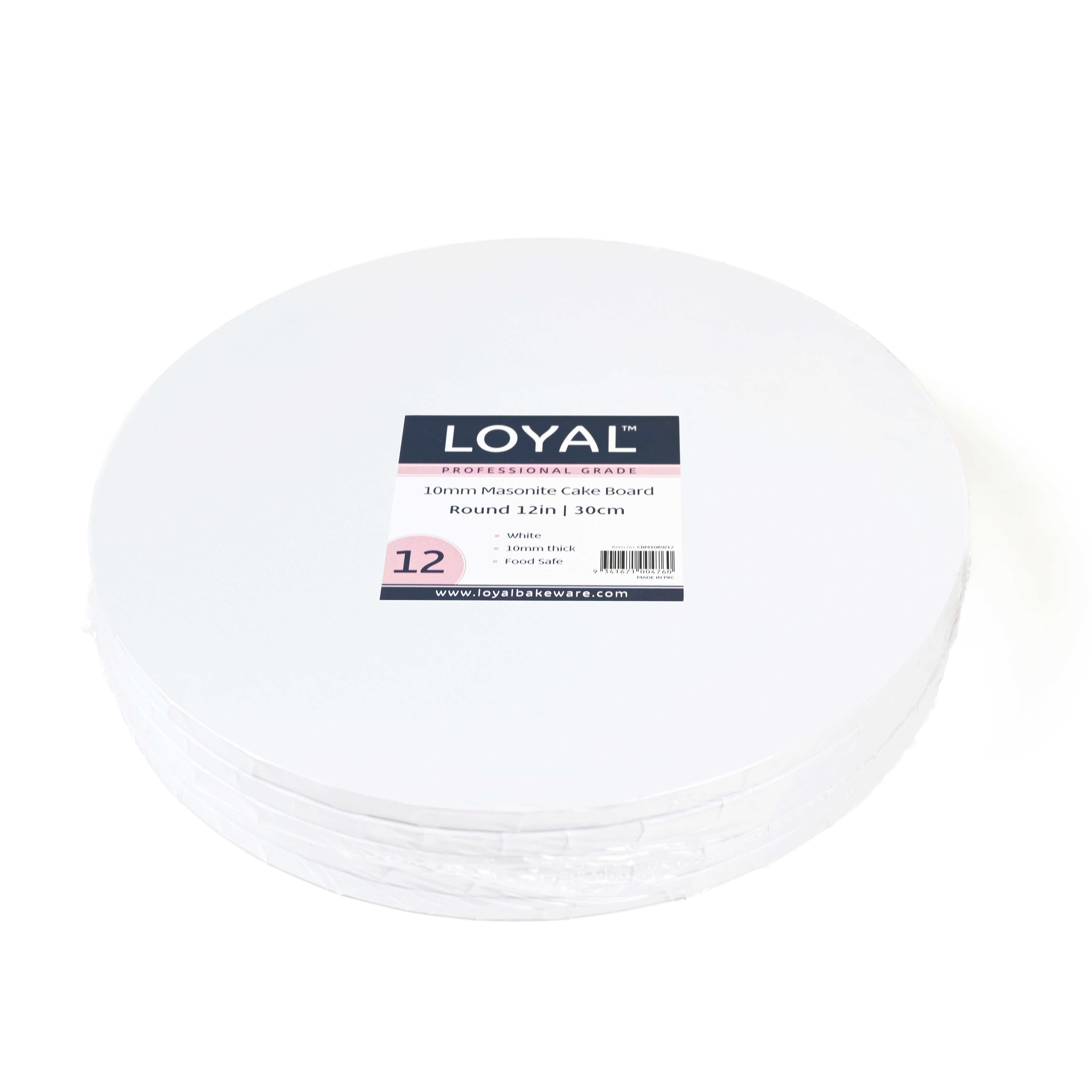 LOYAL 10mm Masonite Round White Board Shelf Ready Carton - 14in/35cm