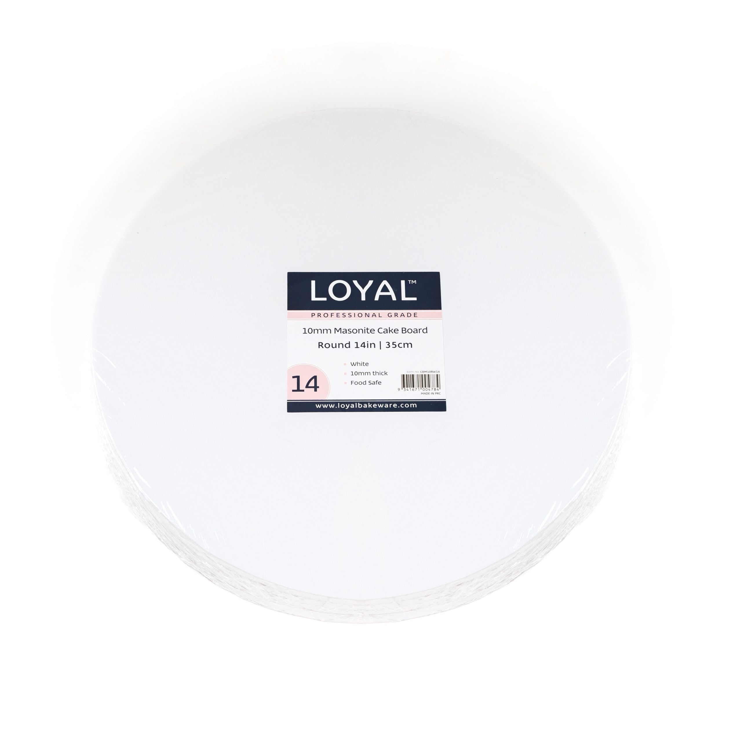 LOYAL 10mm Masonite Round White Board Shelf Ready Carton - 14in/35cm