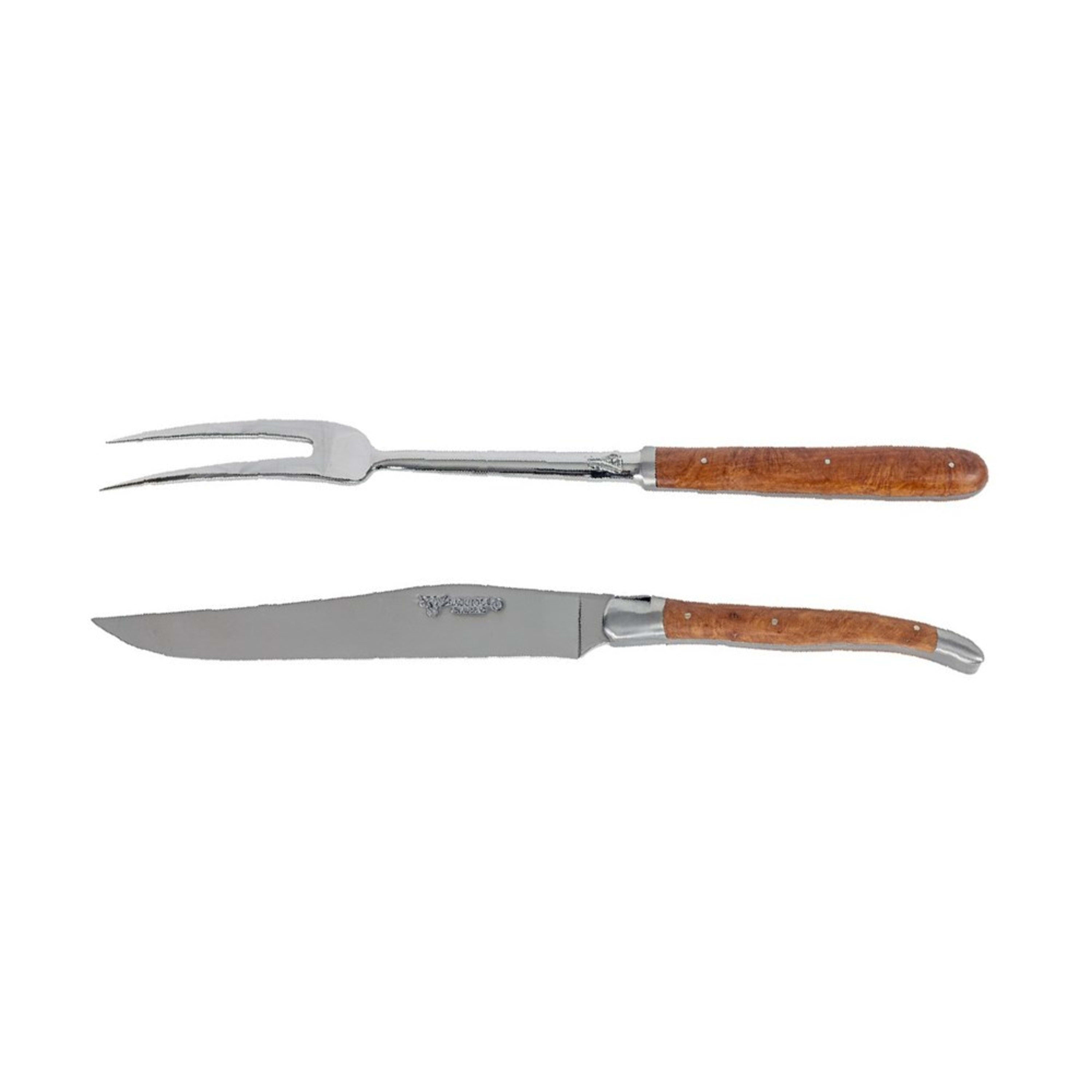 Laguiole en Aubrac 2 Piece Forged Carving Set - Briar Root Wood