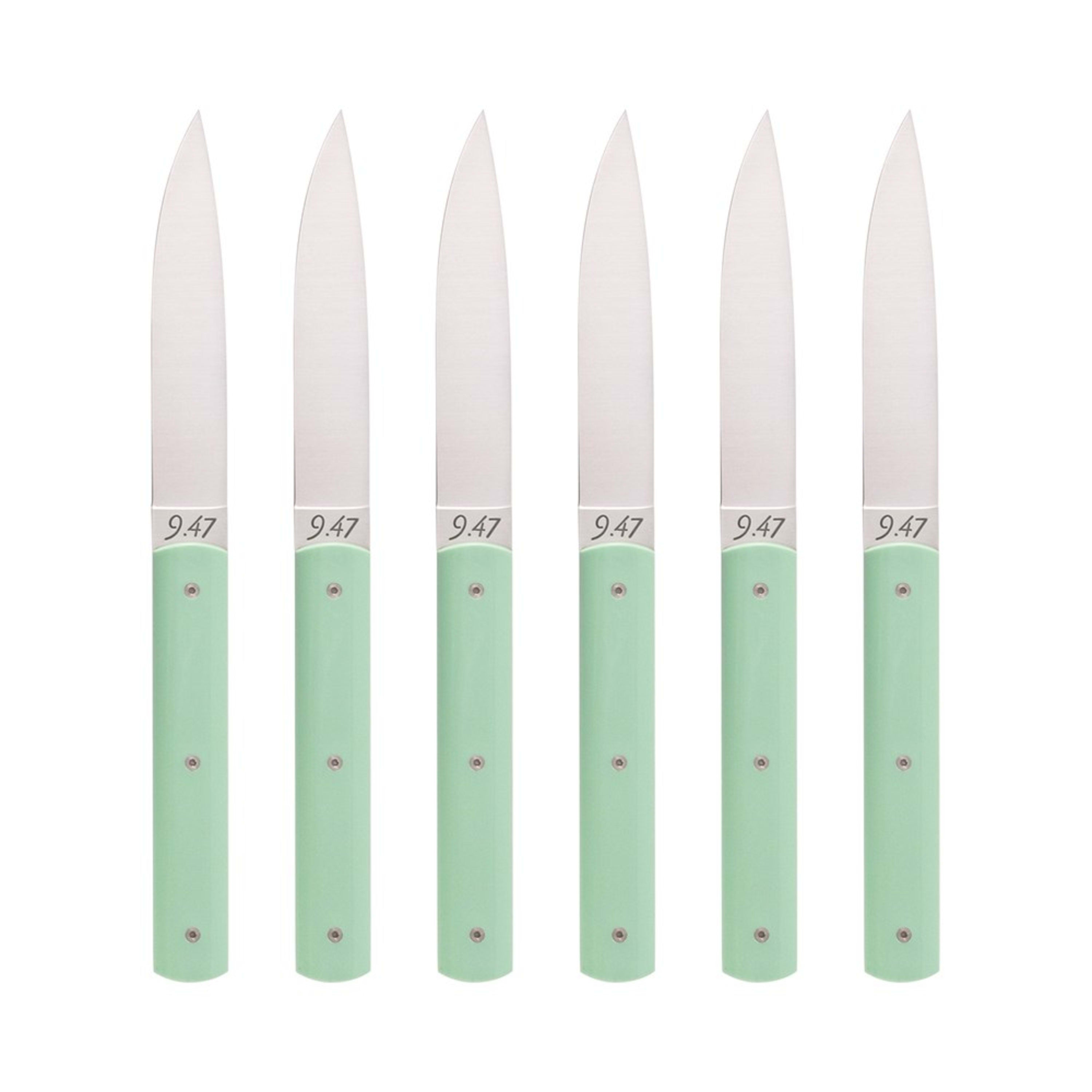 Perceval 9.47 6 Piece Steak Knife Set - Pistachio Green in Gift Box