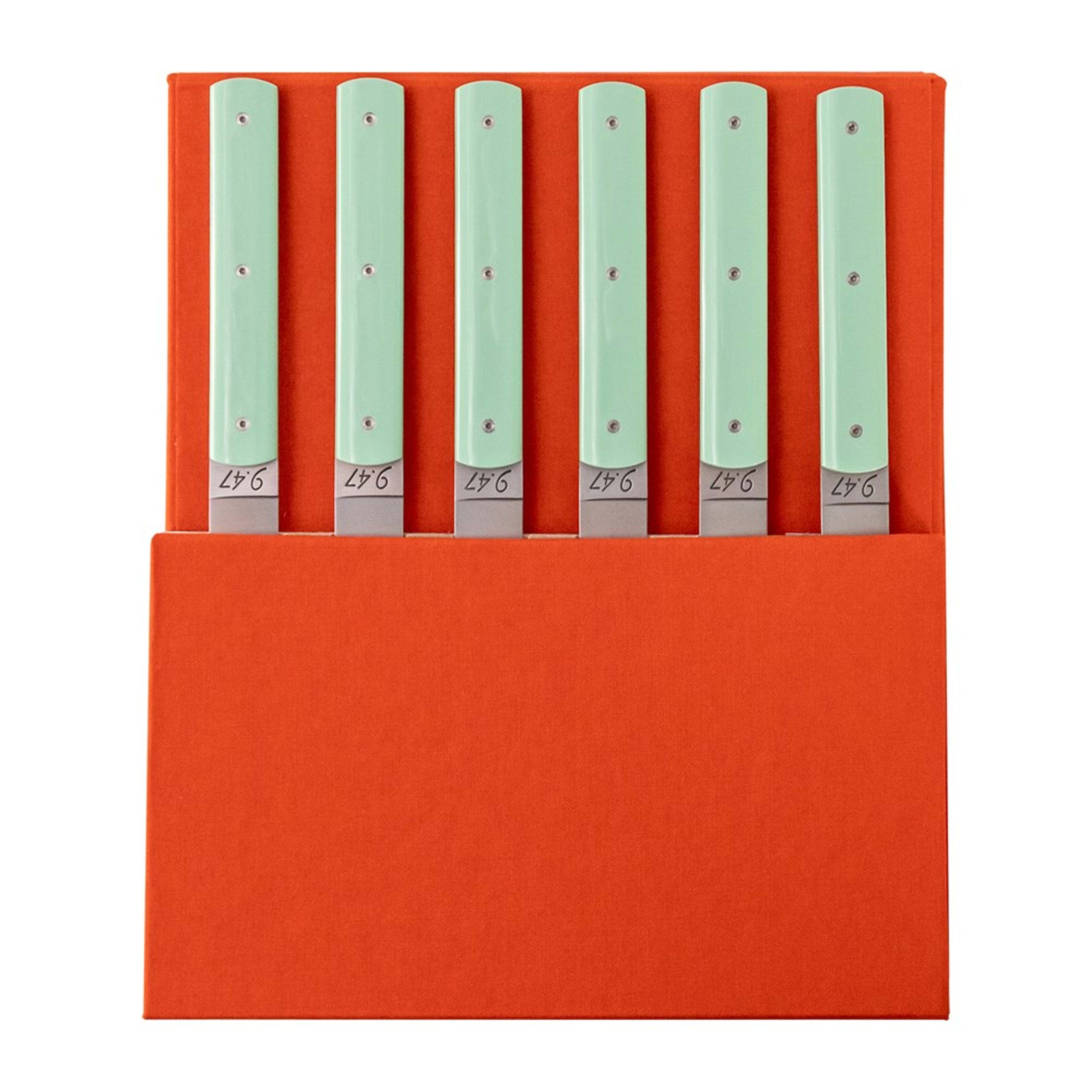 Perceval 9.47 6 Piece Steak Knife Set - Pistachio Green in Gift Box