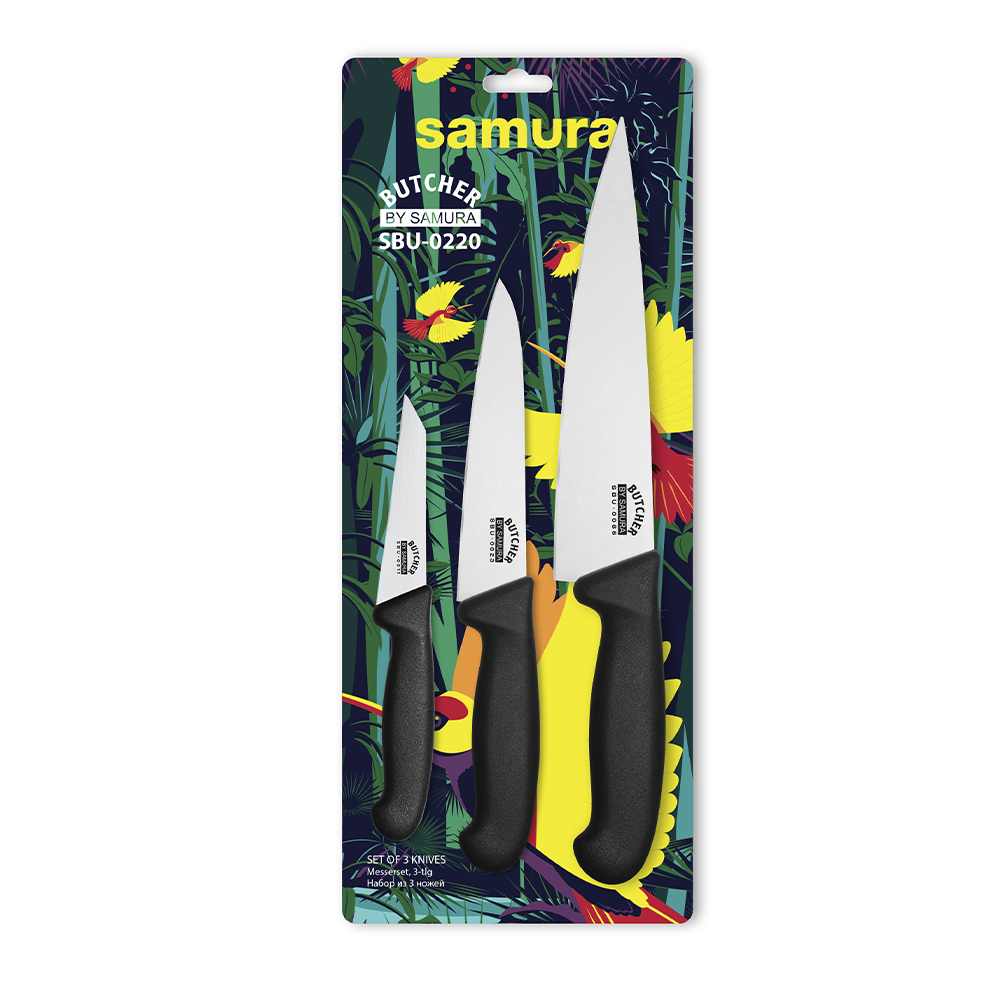 Samura BUTCHER Set of 3 Knives: Paring Knife, Utility Knife, Chef's Knife