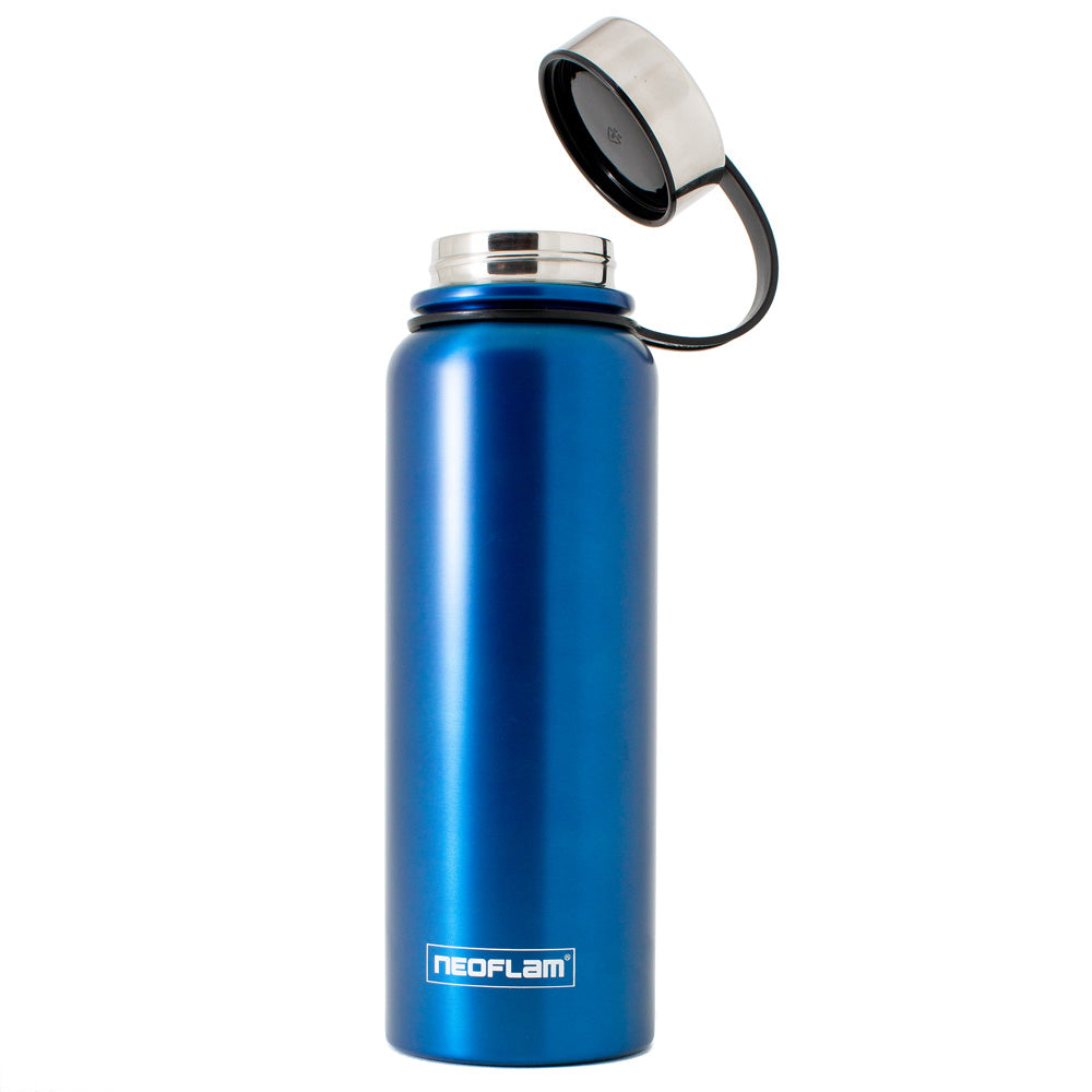 1.2L Neoflam All Day Stainless Steel Double Walled and Vacuum Insulated Water Bottle Blue Metal