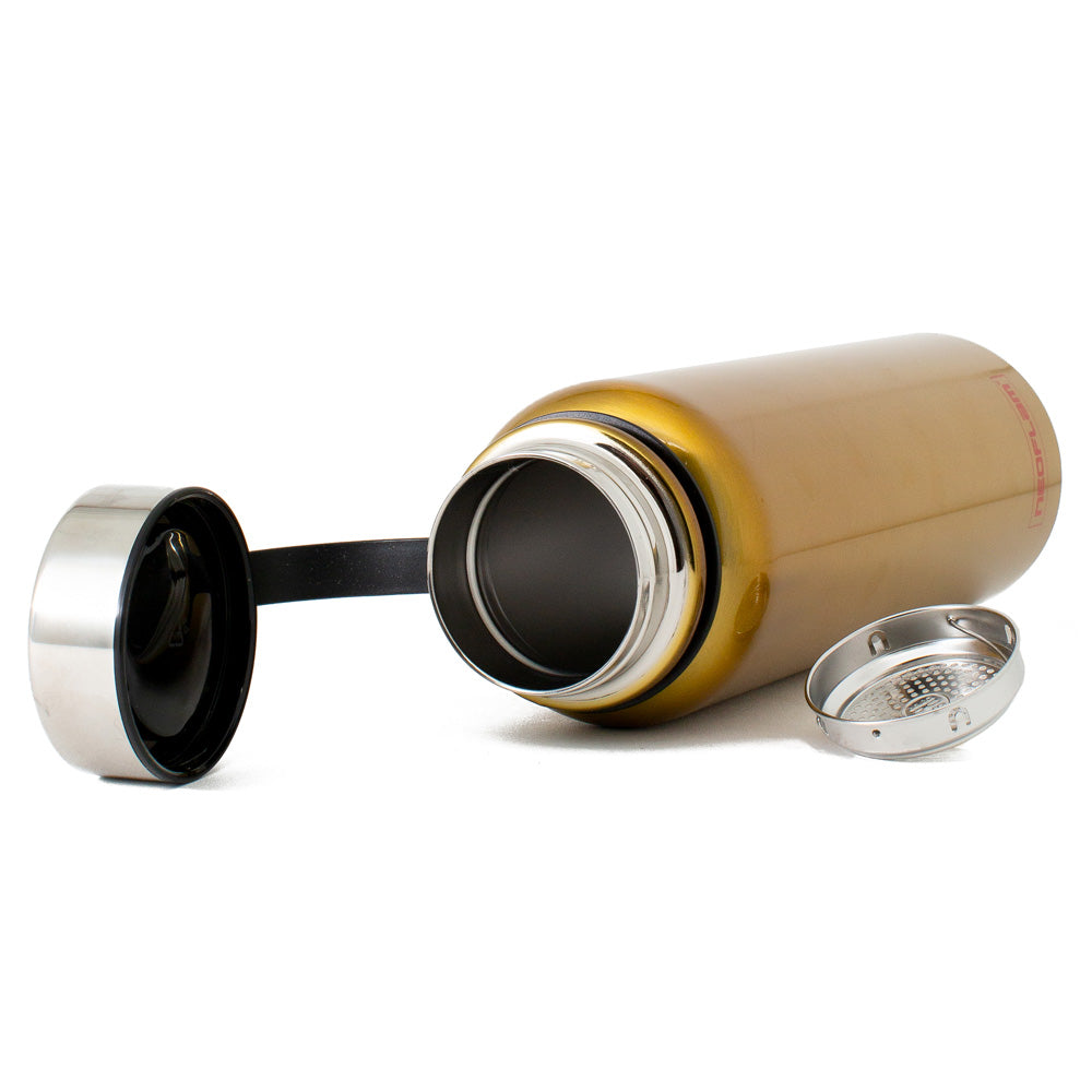 1.2L Neoflam All Day Stainless Steel Double Walled and Vacuum Insulated Water Bottle Gold Metal