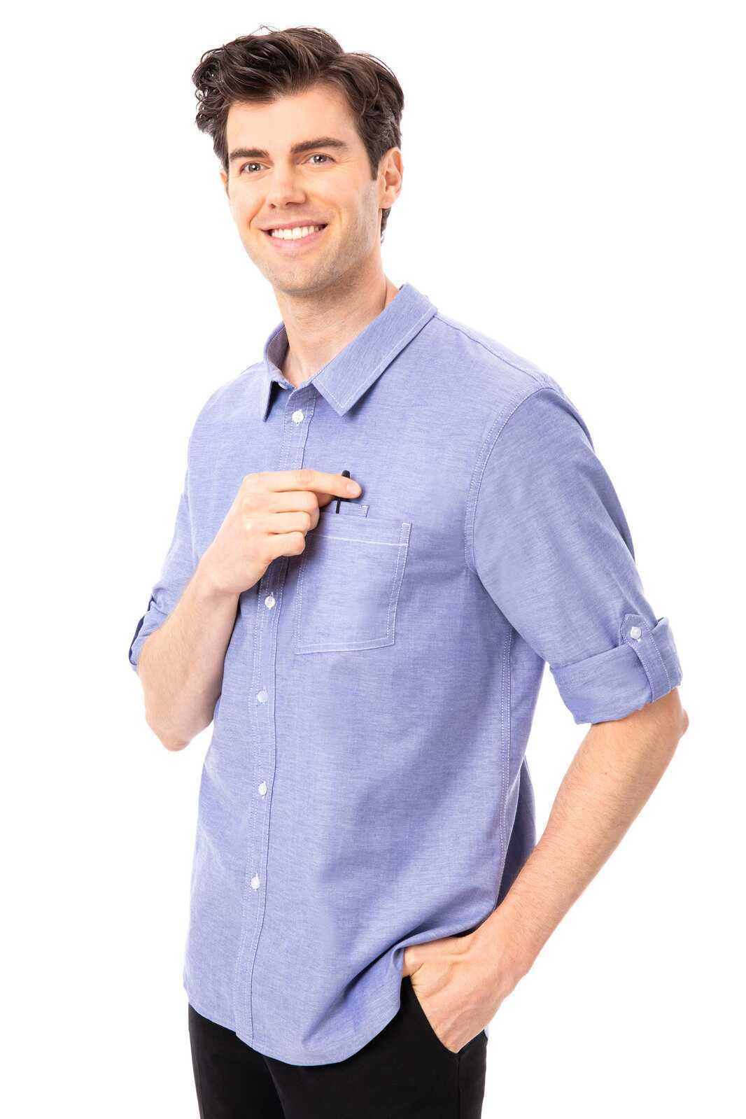 Chef Works Modern Oxford Men's Classic Shirt- Blue - Blue