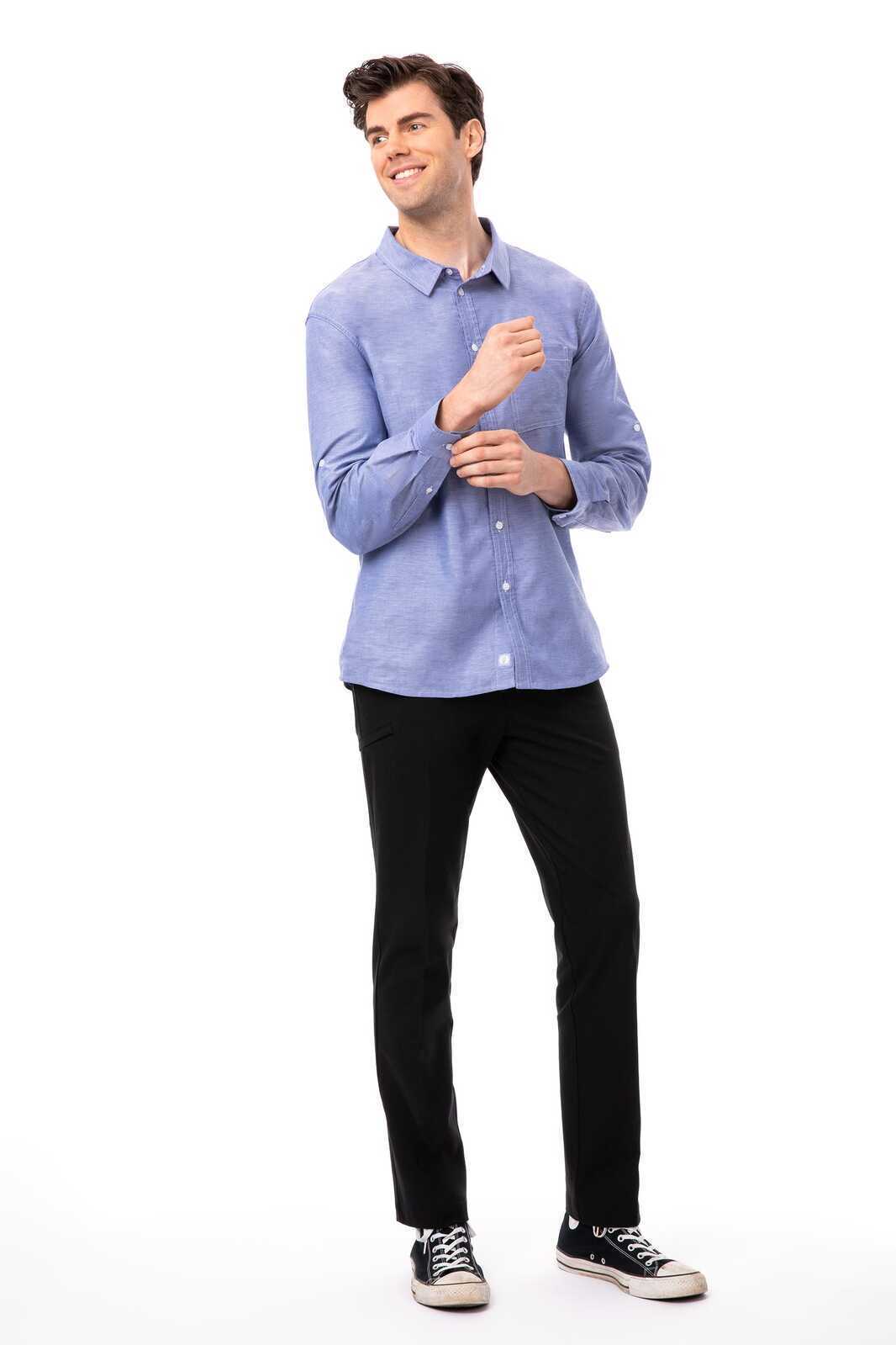 Chef Works Modern Oxford Men's Classic Shirt- Blue - Blue