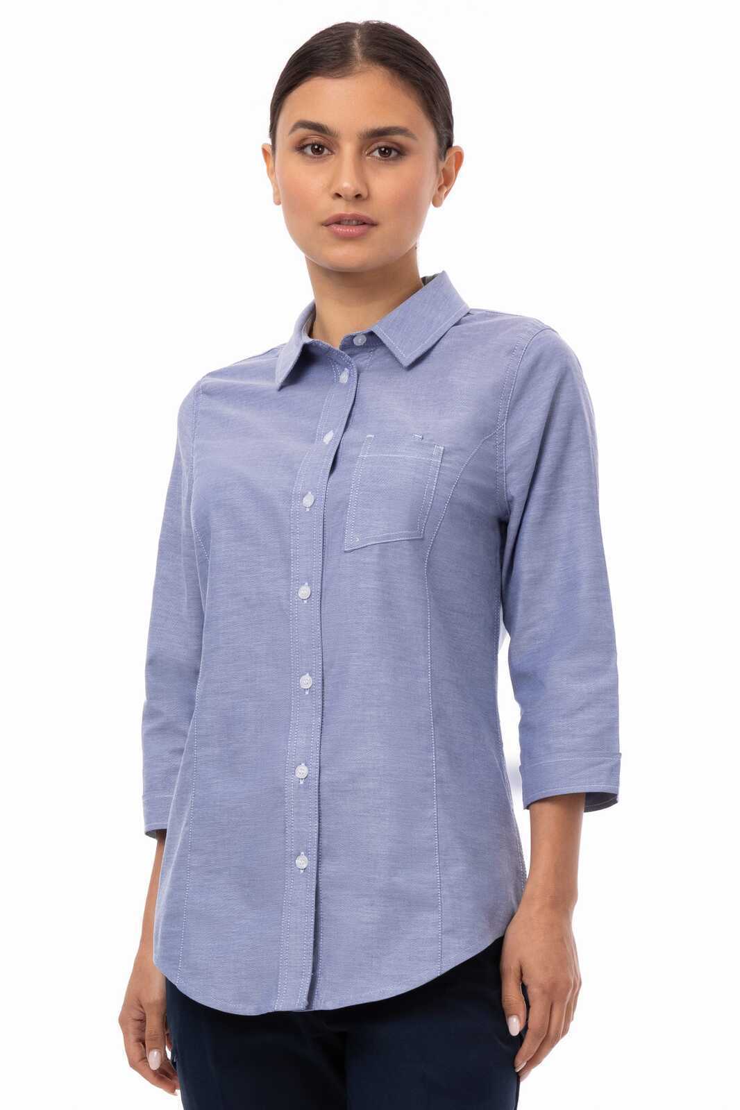Chef Works Modern Oxford Women's Classic Shirt - Blue