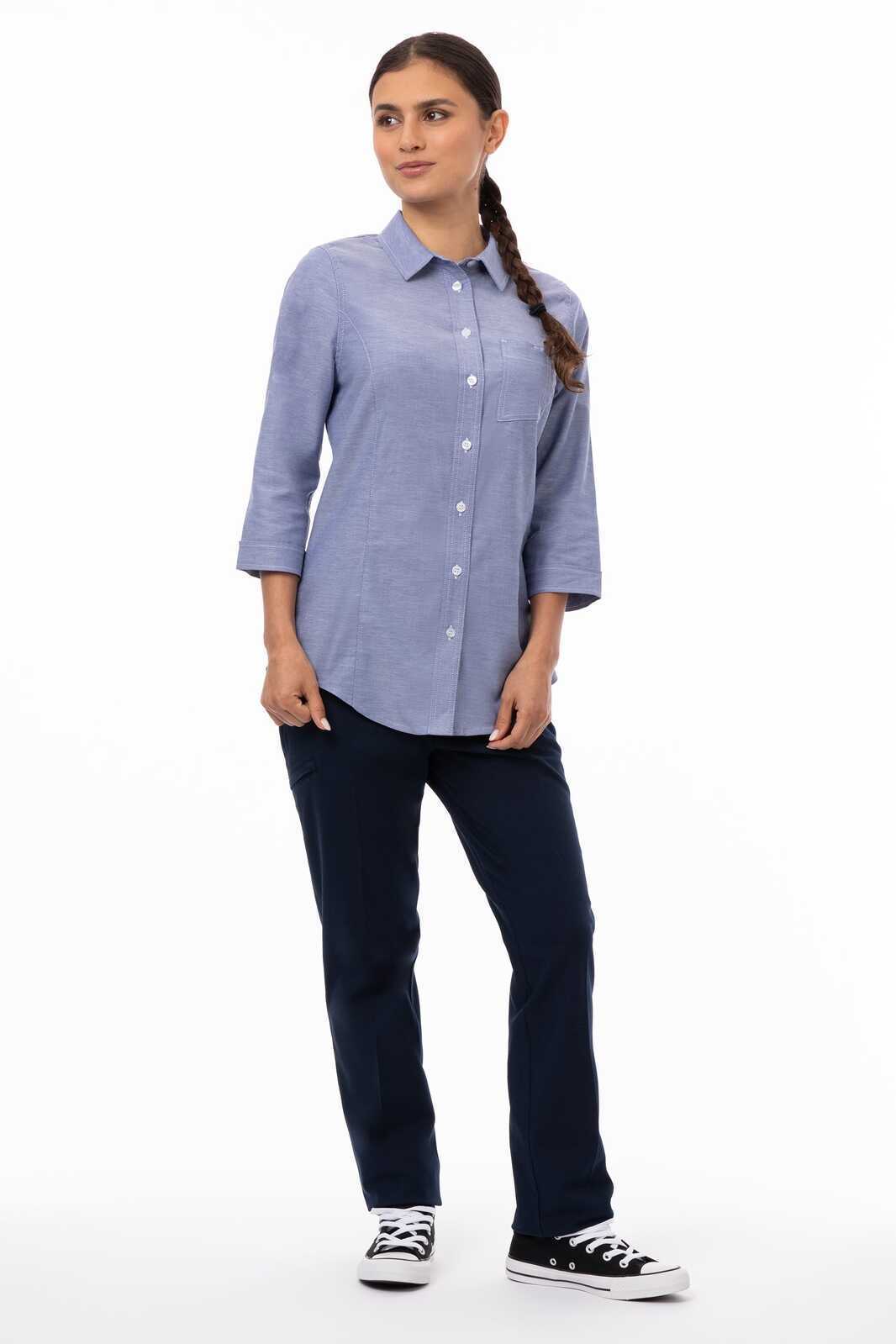 Chef Works Modern Oxford Women's Classic Shirt - Blue