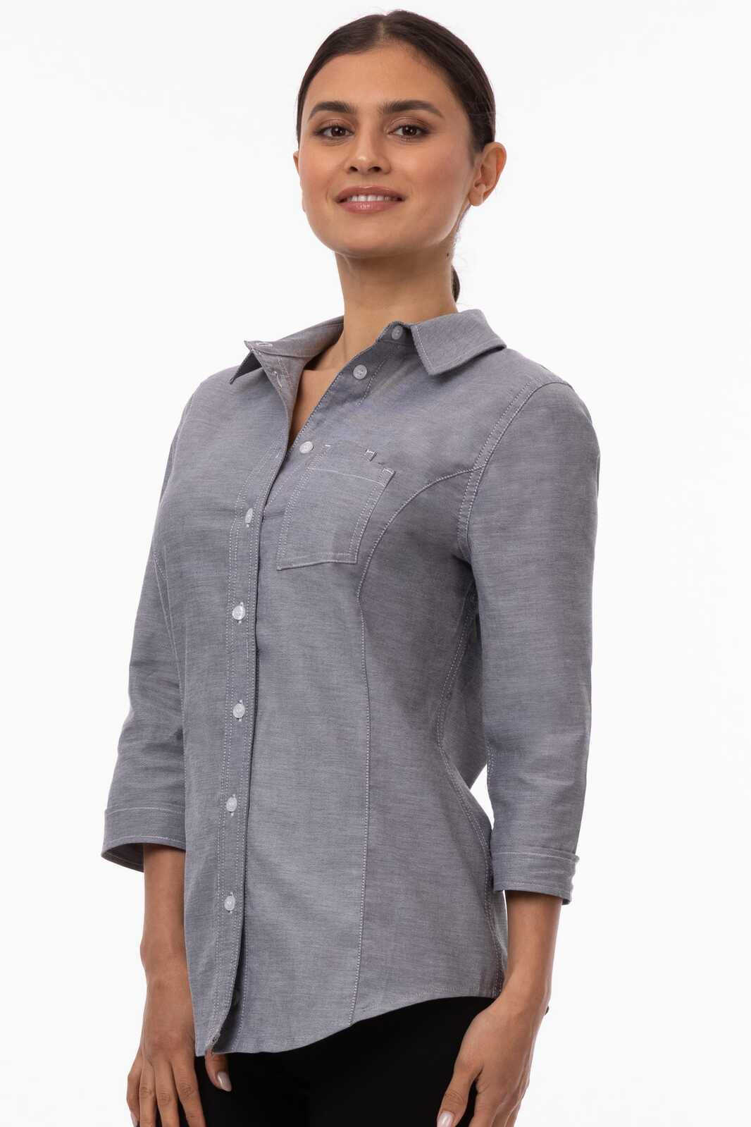 Chef Works Modern Oxford Women's Classic Shirt - Charcoal
