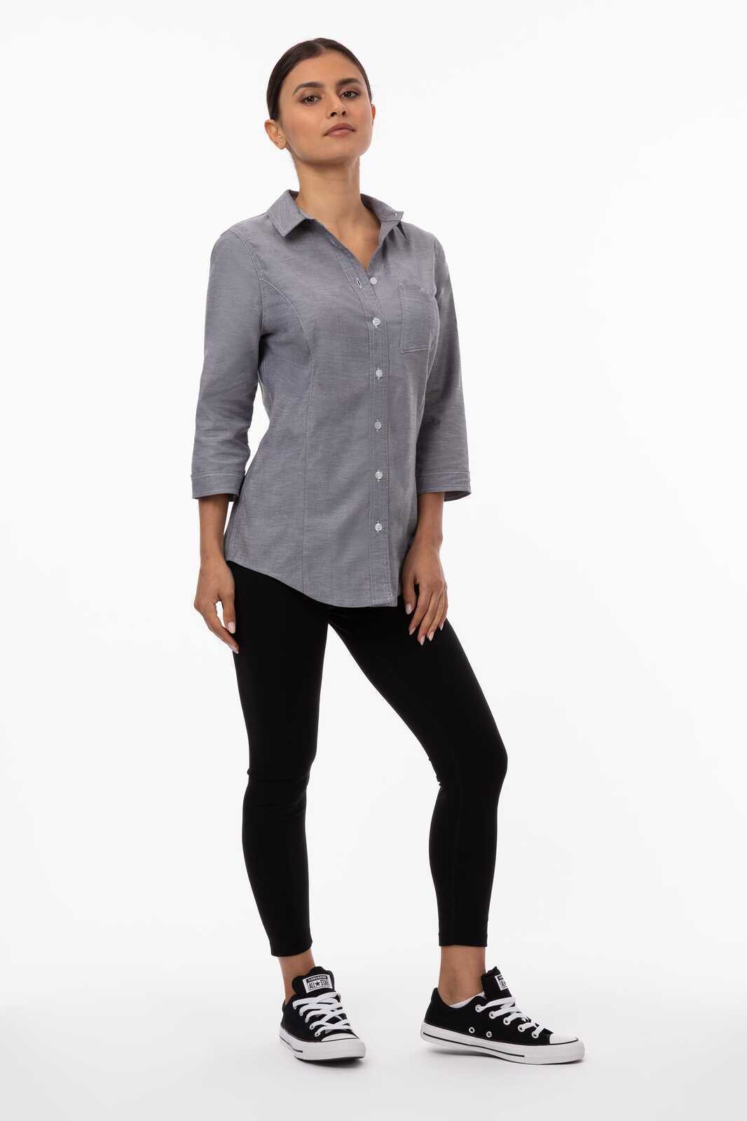 Chef Works Modern Oxford Women's Classic Shirt - Charcoal