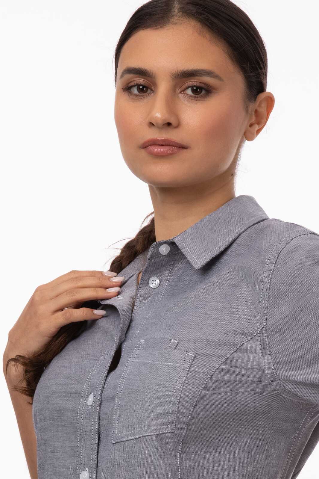 Chef Works Modern Oxford Women's Classic Shirt - Charcoal