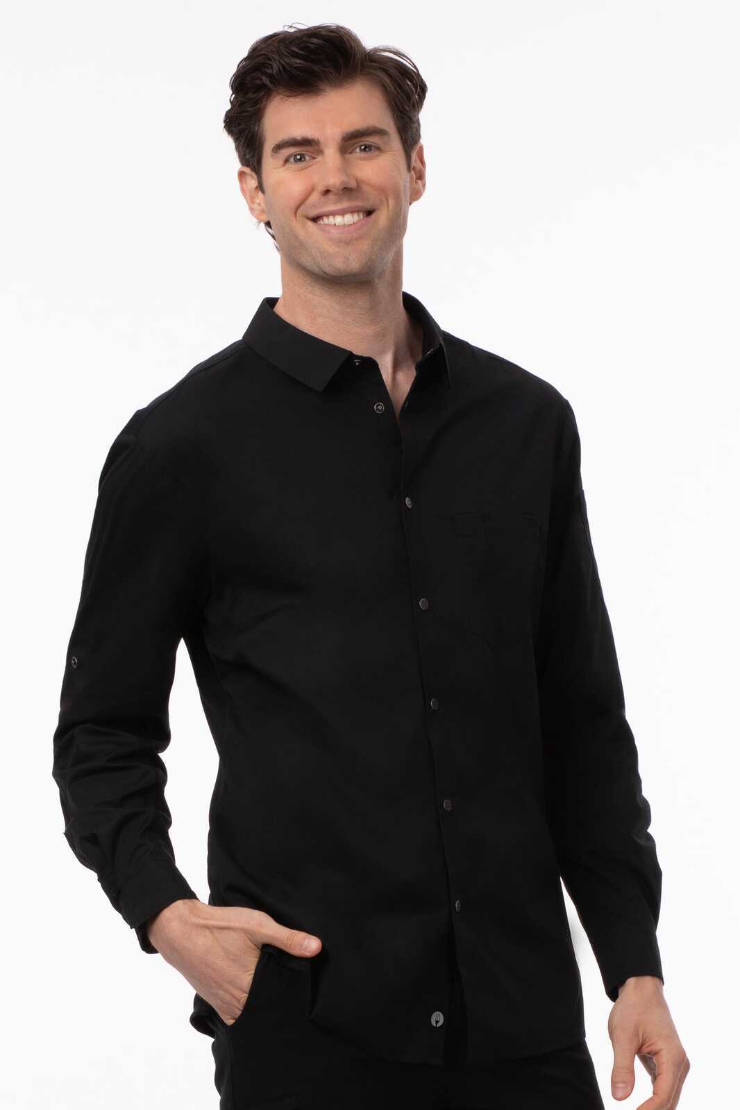 Chef Works Seville Men's Shirt- Black - Black