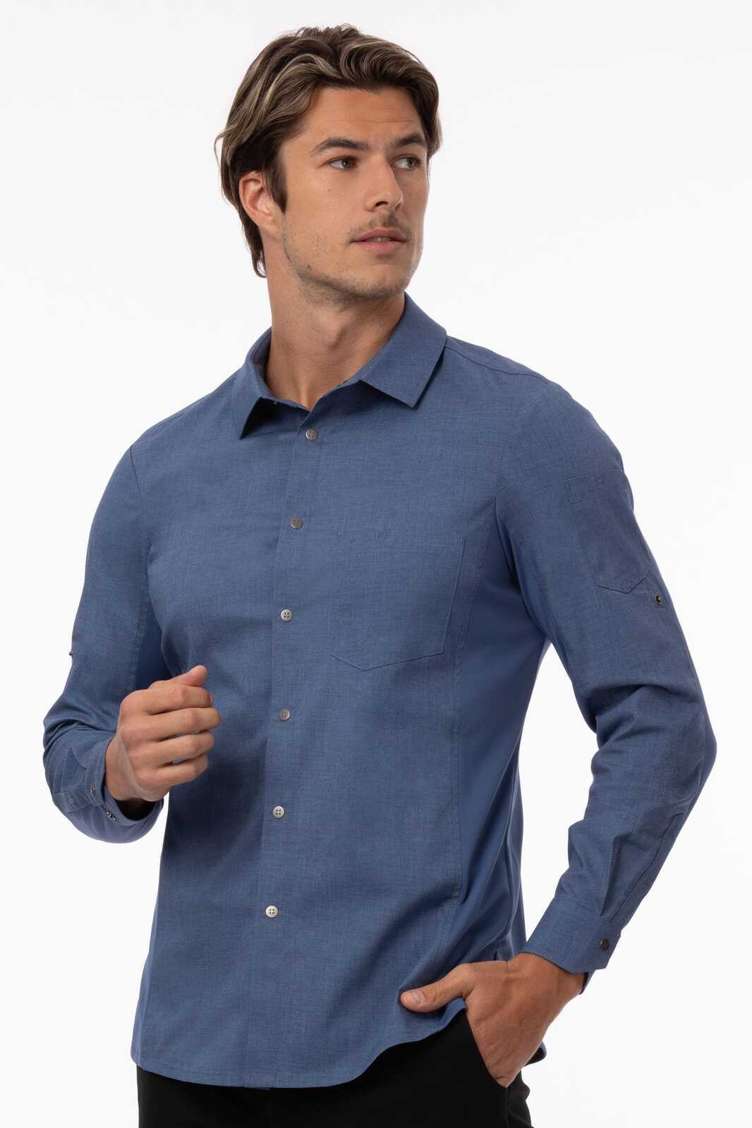 Chef Works Seville Men's Shirt- Black - Blue