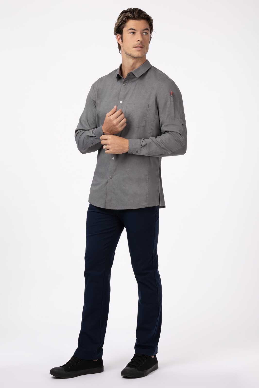 Chef Works Seville Men's Shirt- Black - Grey