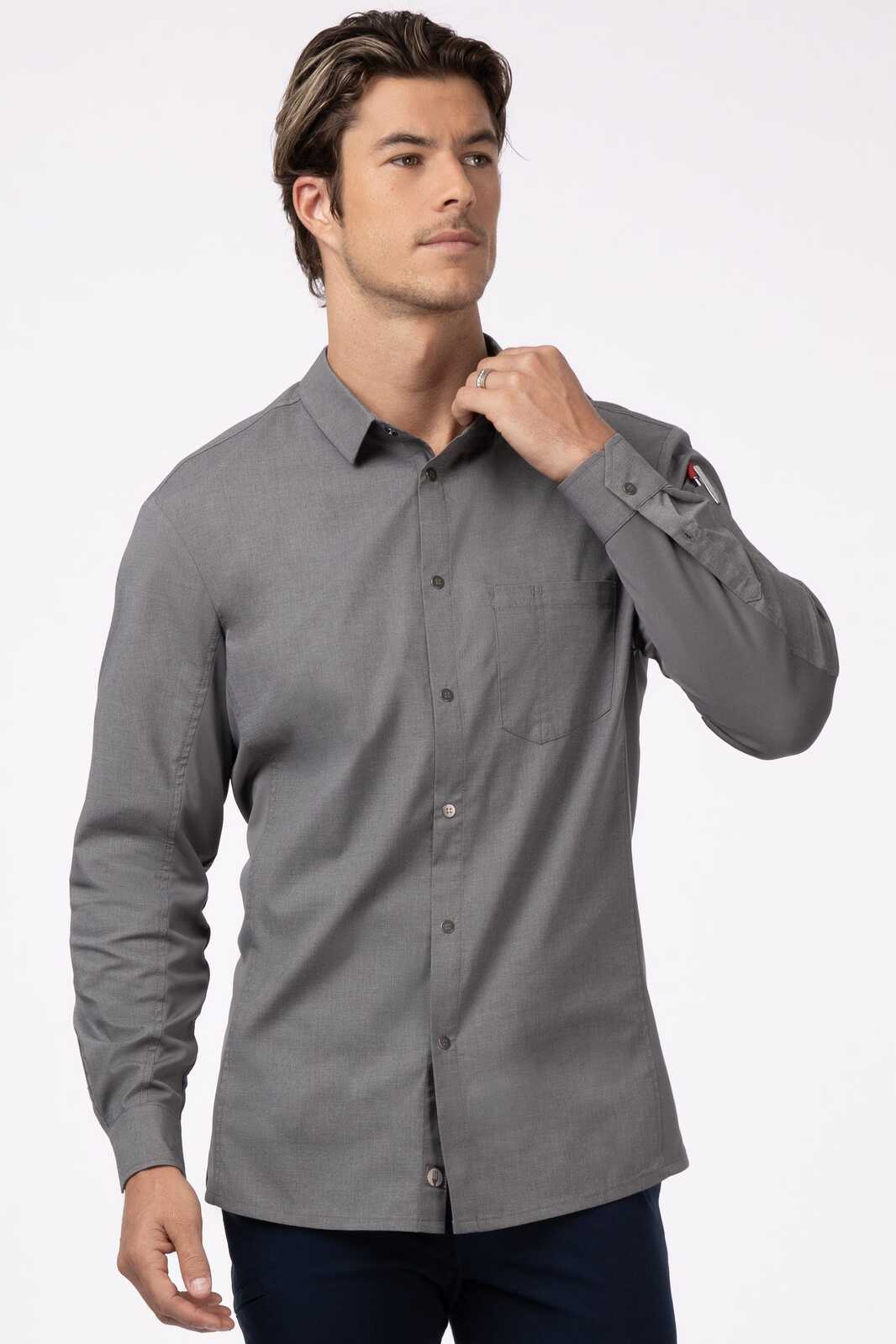 Chef Works Seville Men's Shirt- Black - Grey