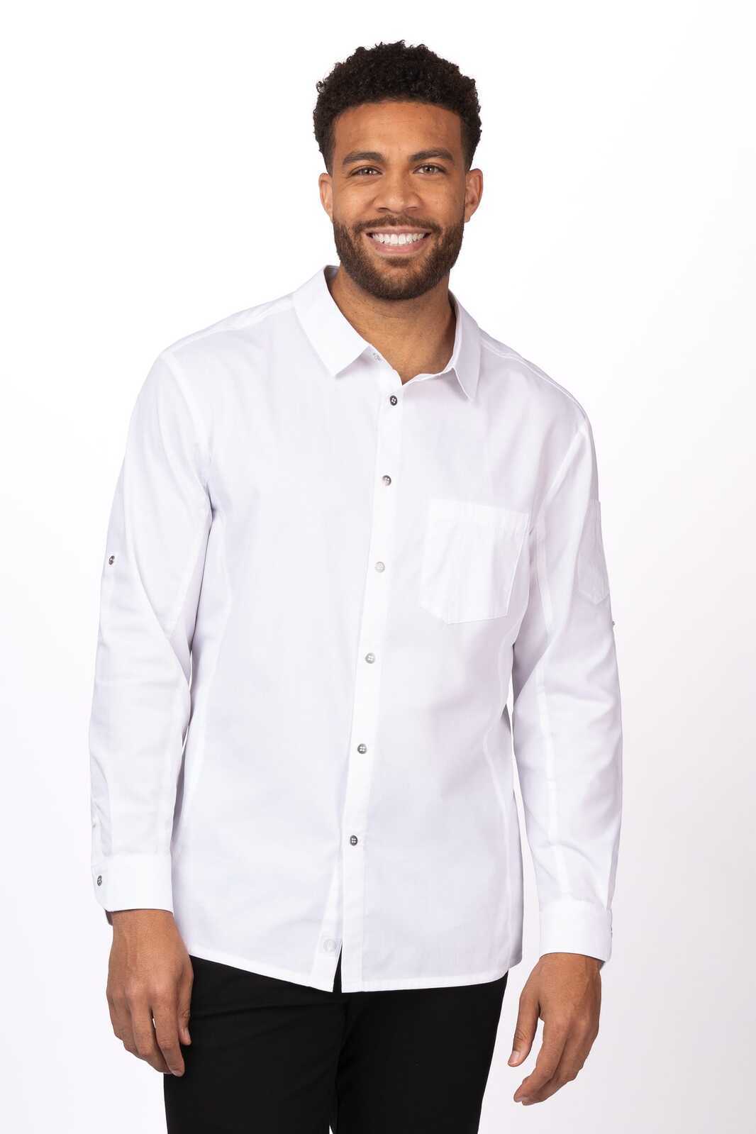 Chef Works Seville Men's Shirt- Black - White