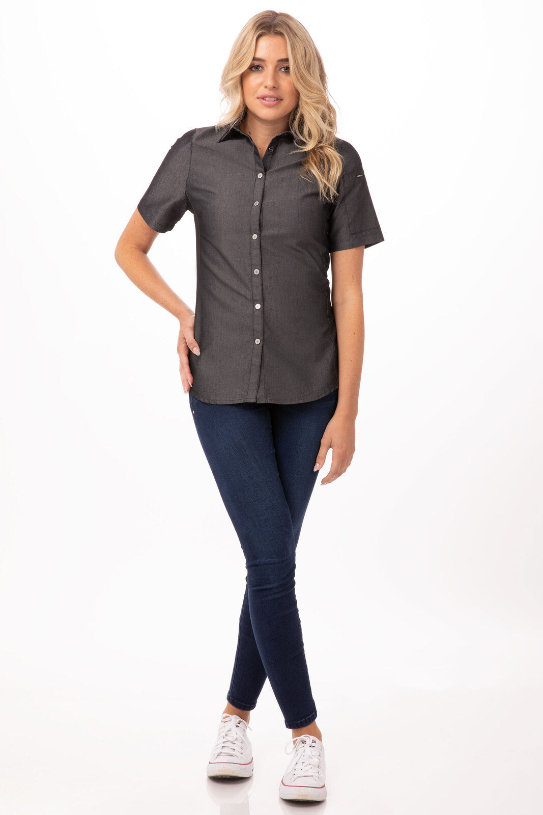 Chef Works Detroit Women's Denim Shirt - Black