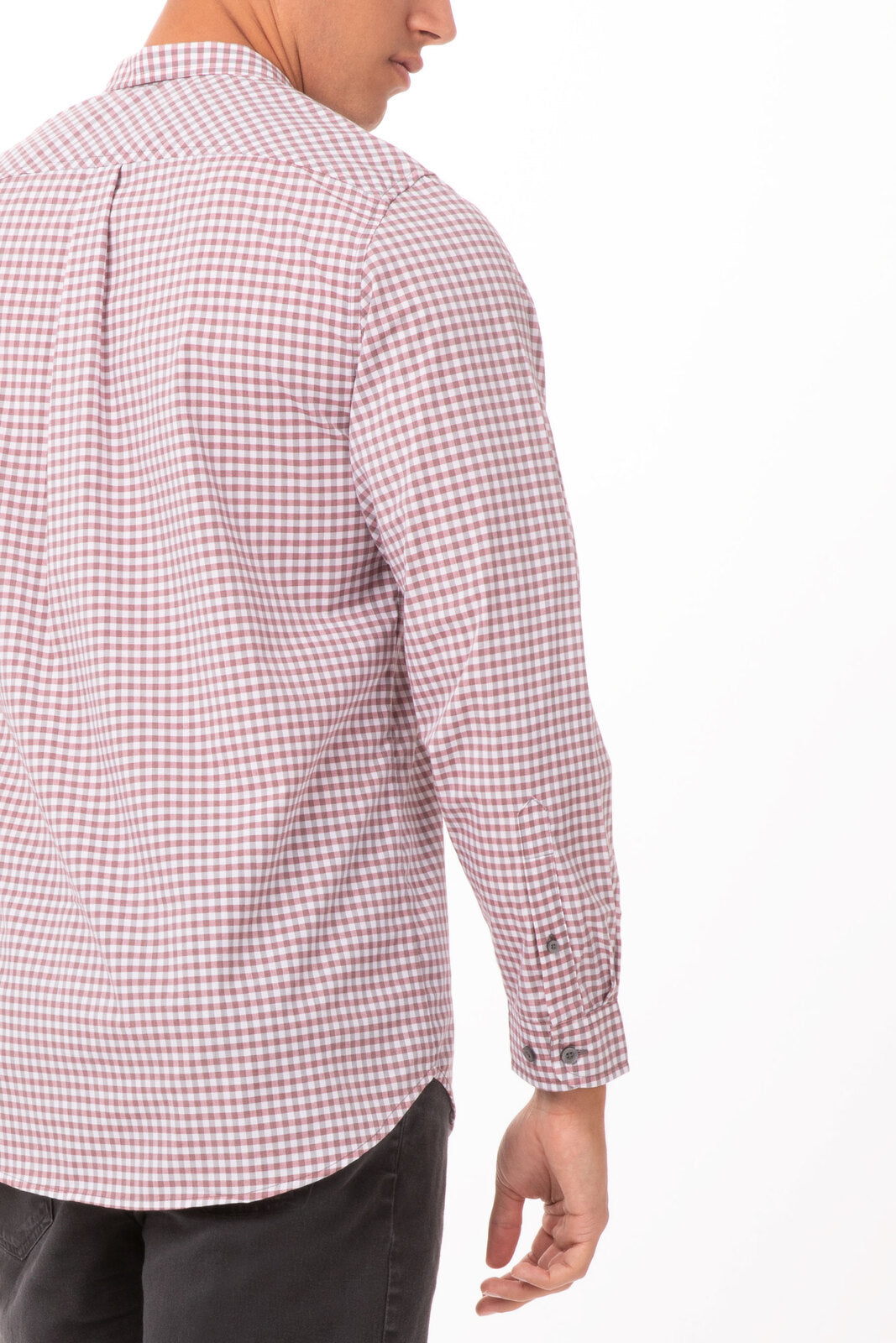 Chef Works Modern Gingham Men's Long Sleeve Dress Shirt- - Chili Peppers