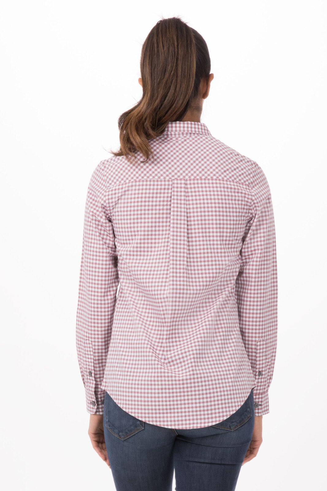 Chef Works Modern Gingham Women's Long Sleeve Dress Shirt - Chili Peppers