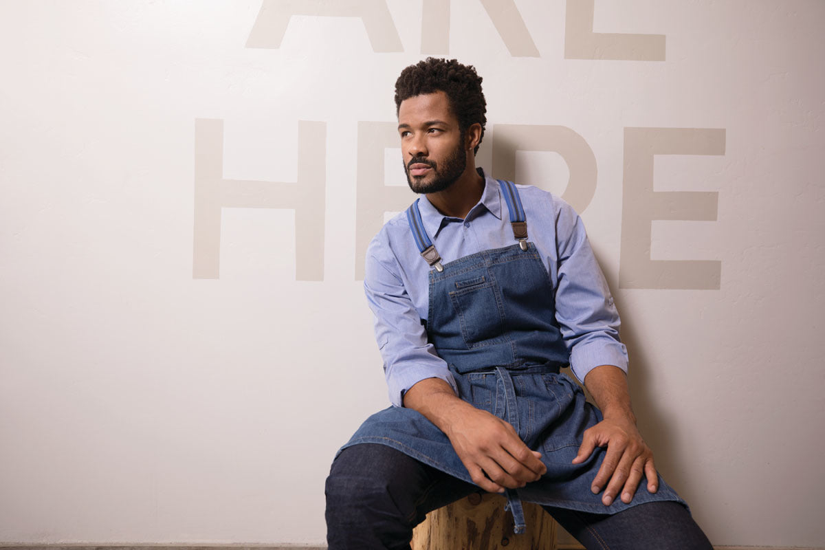 Chef Works Modern Chambray Men's Dress Shirt - Blue