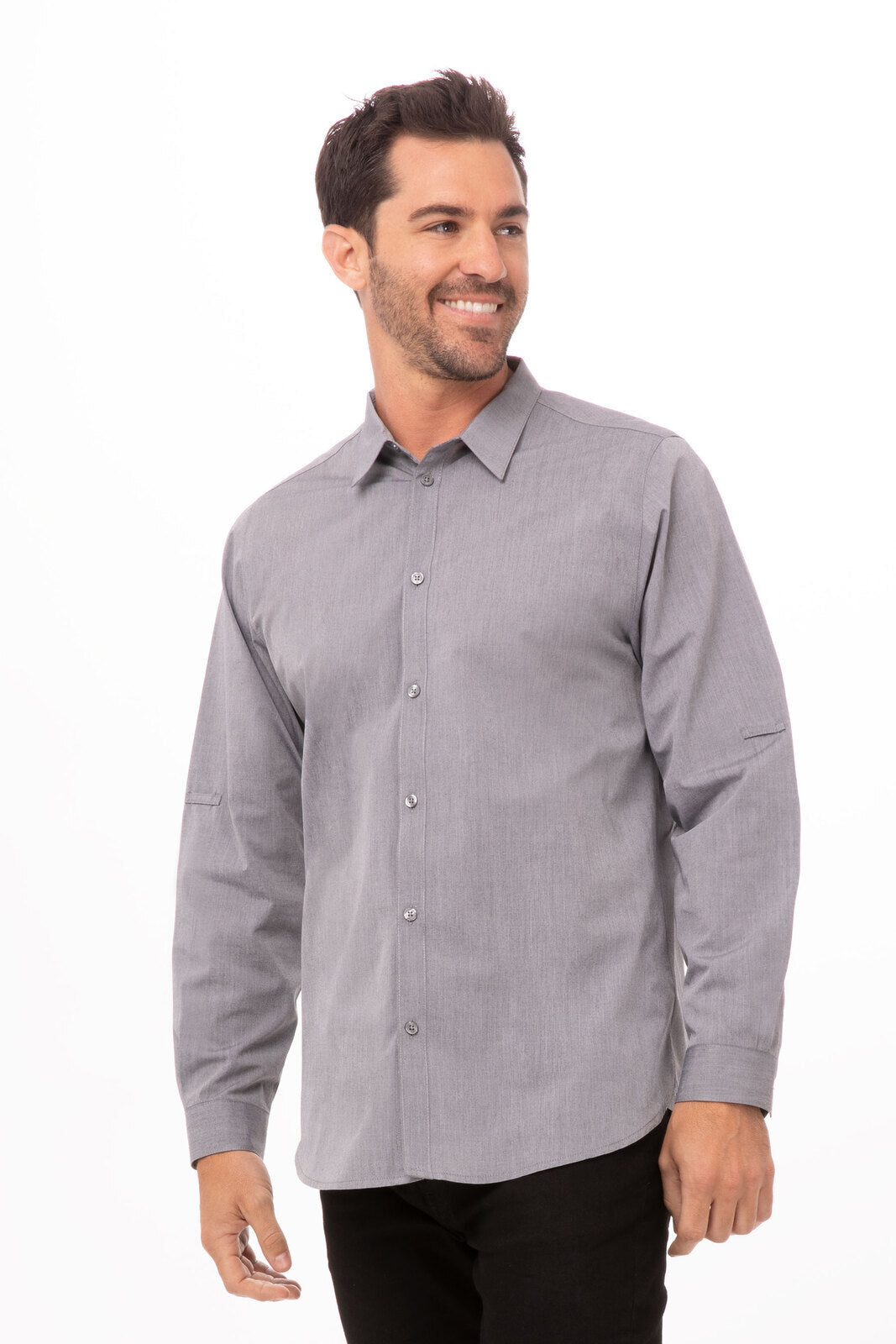 Chef Works Modern Chambray Men's Dress Shirt - Grey