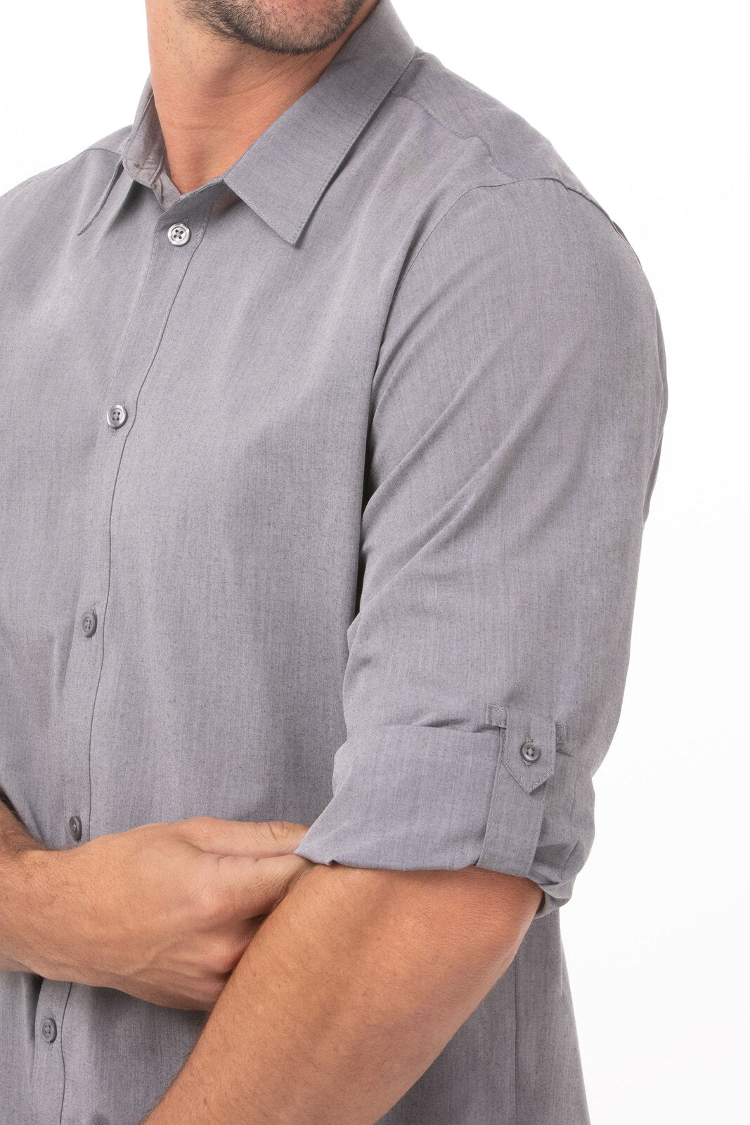 Chef Works Modern Chambray Men's Dress Shirt - Grey