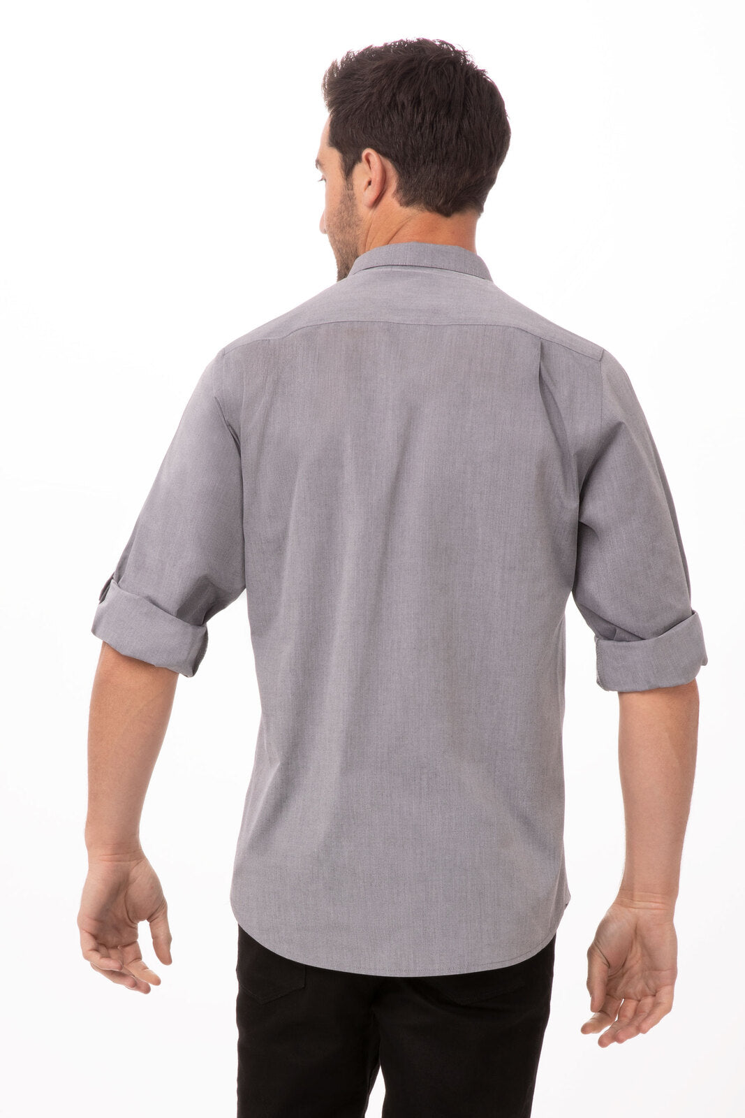 Chef Works Modern Chambray Men's Dress Shirt - Grey