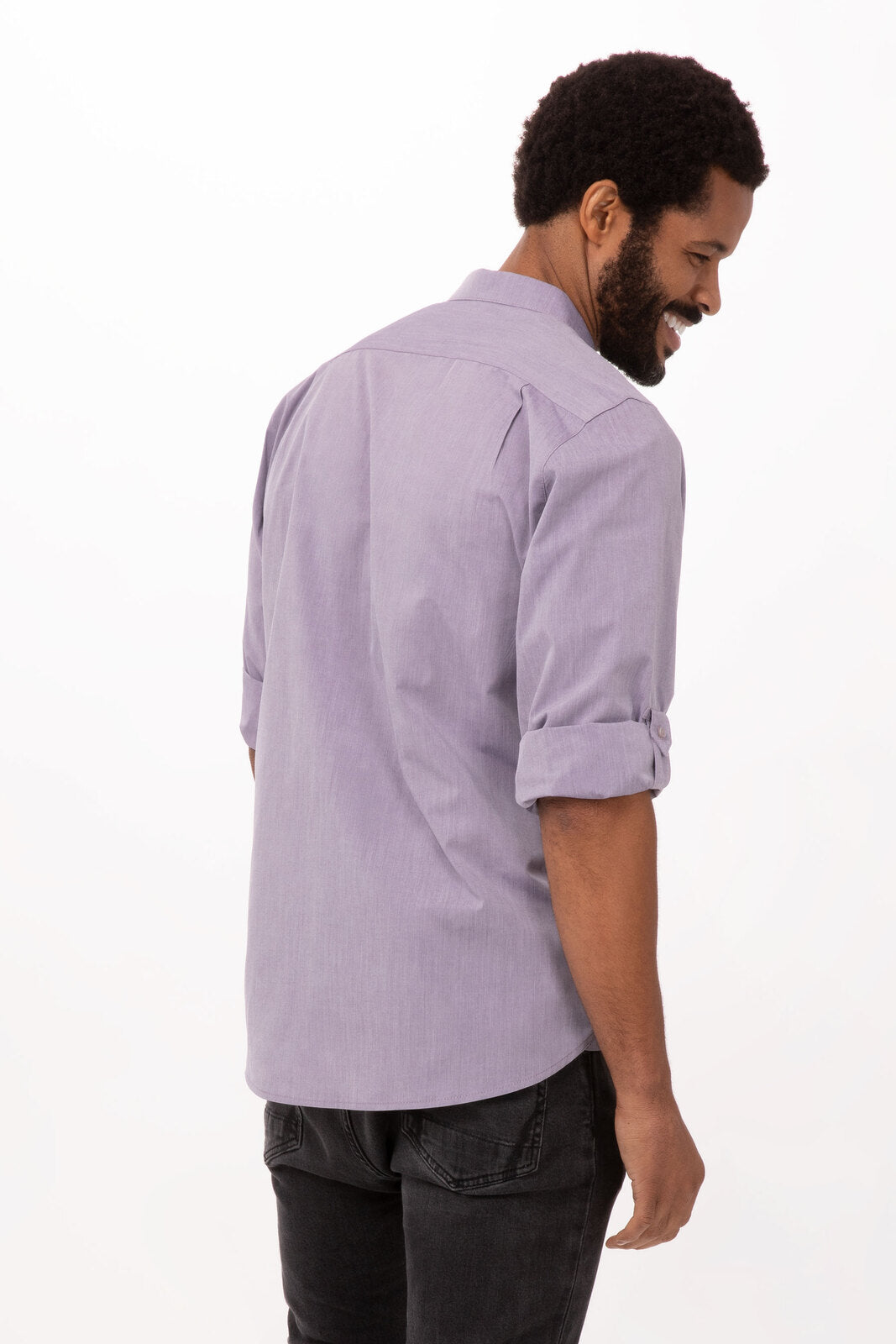 Chef Works Modern Chambray Men's Dress Shirt - Purple