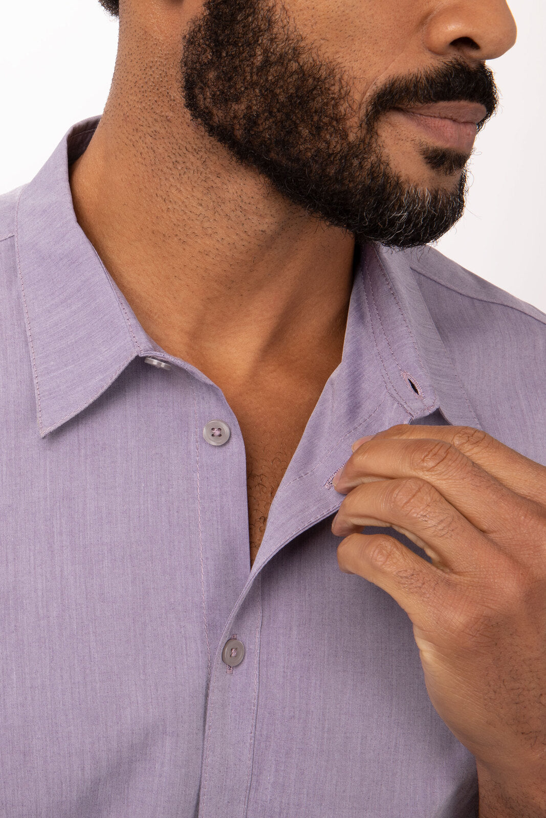 Chef Works Modern Chambray Men's Dress Shirt - Purple