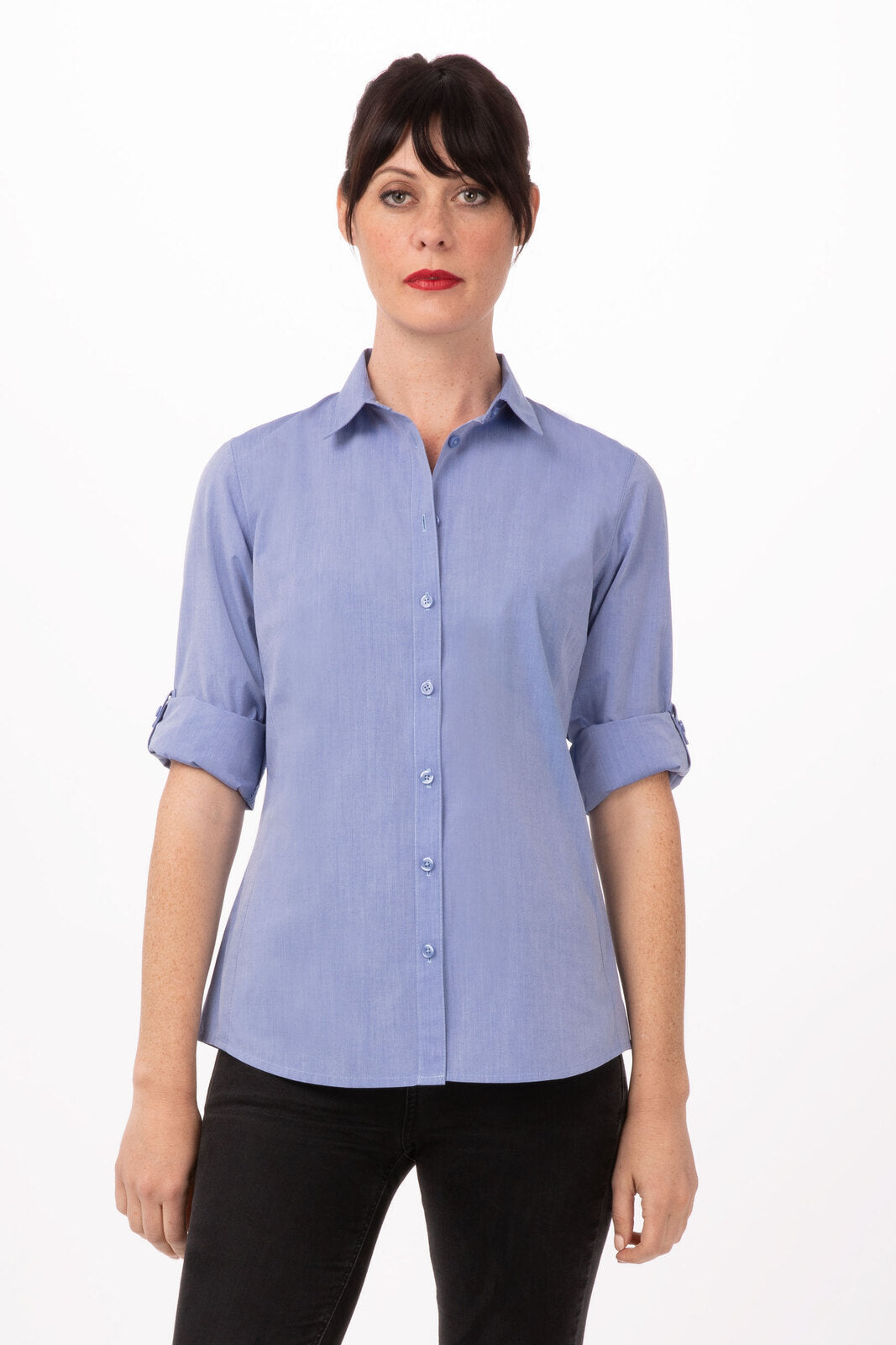 Chef Works Modern Chambray Women's Dress Shirt - Blue
