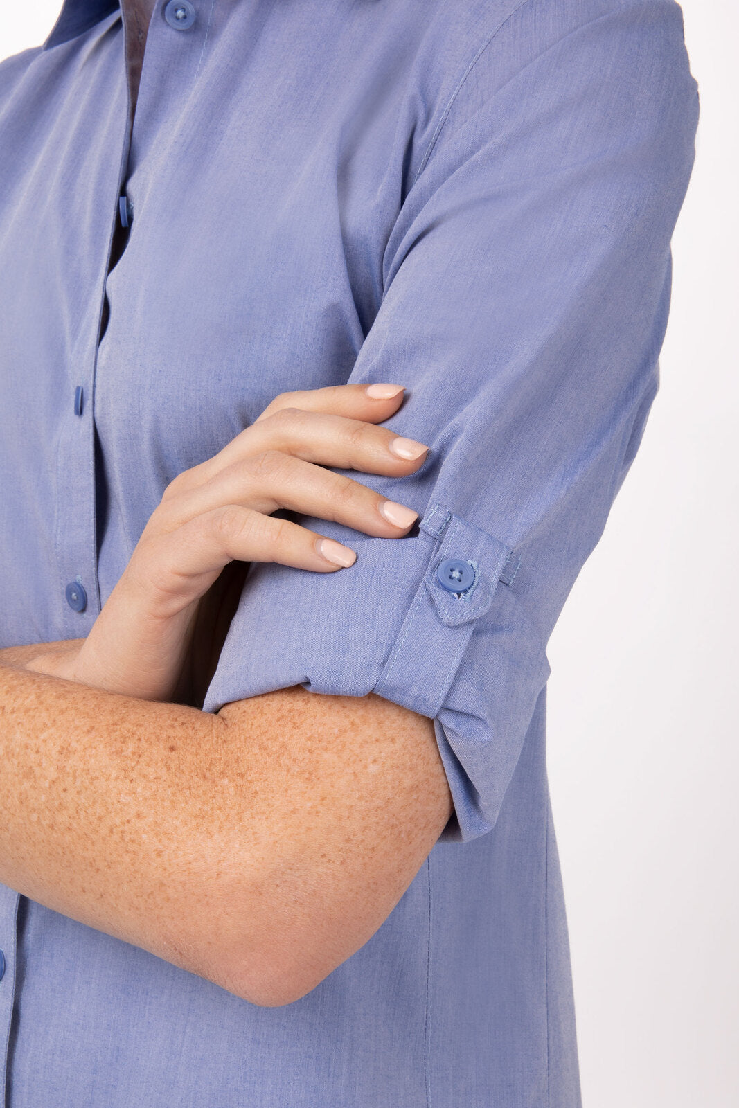 Chef Works Modern Chambray Women's Dress Shirt - Blue