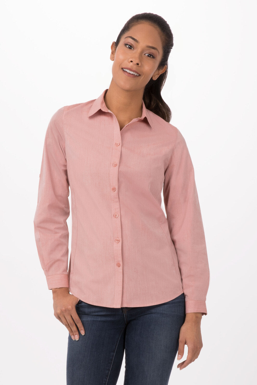 Chef Works Modern Chambray Women's Dress Shirt - Cinnamon