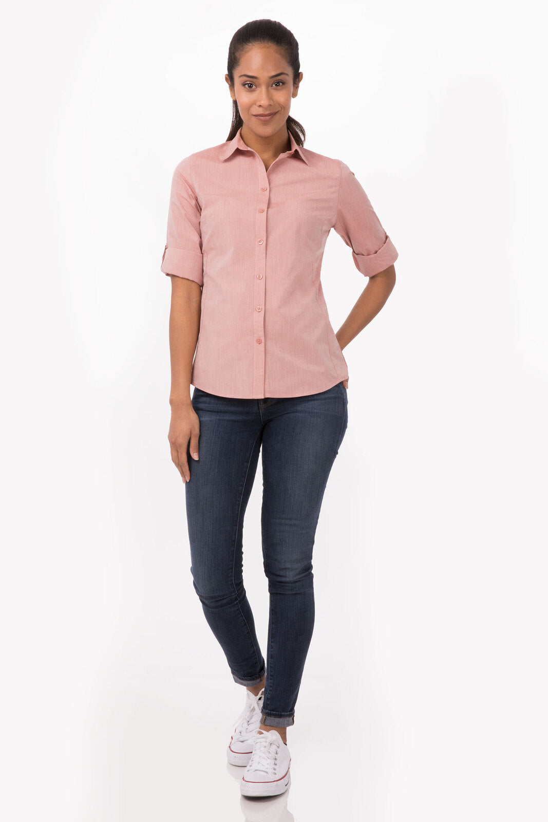 Chef Works Modern Chambray Women's Dress Shirt - Cinnamon