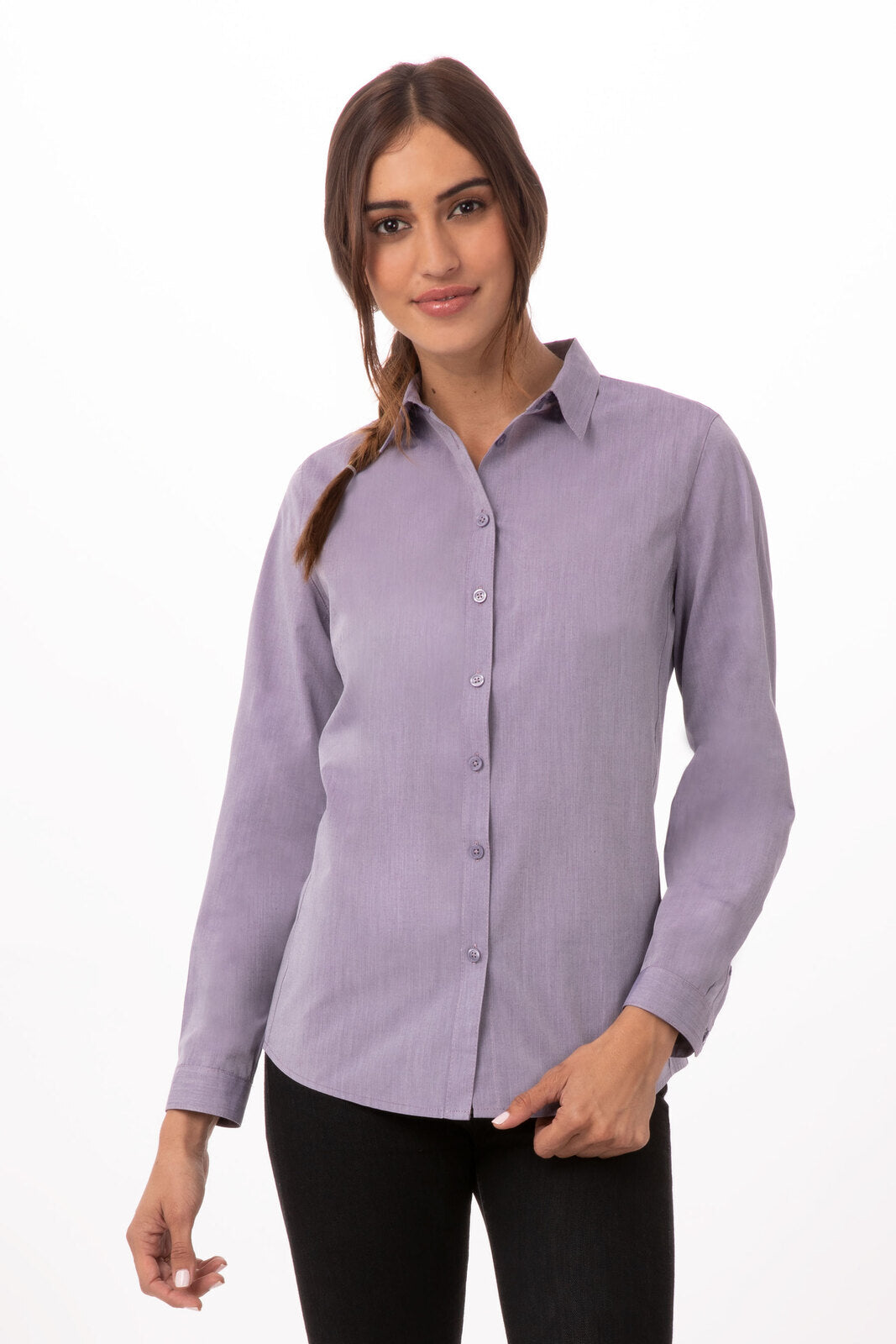 Chef Works Modern Chambray Women's Dress Shirt - Purple