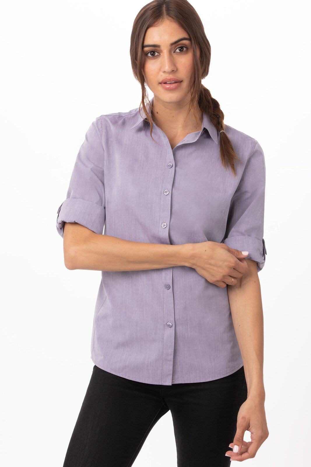 Chef Works Modern Chambray Women's Dress Shirt - Purple