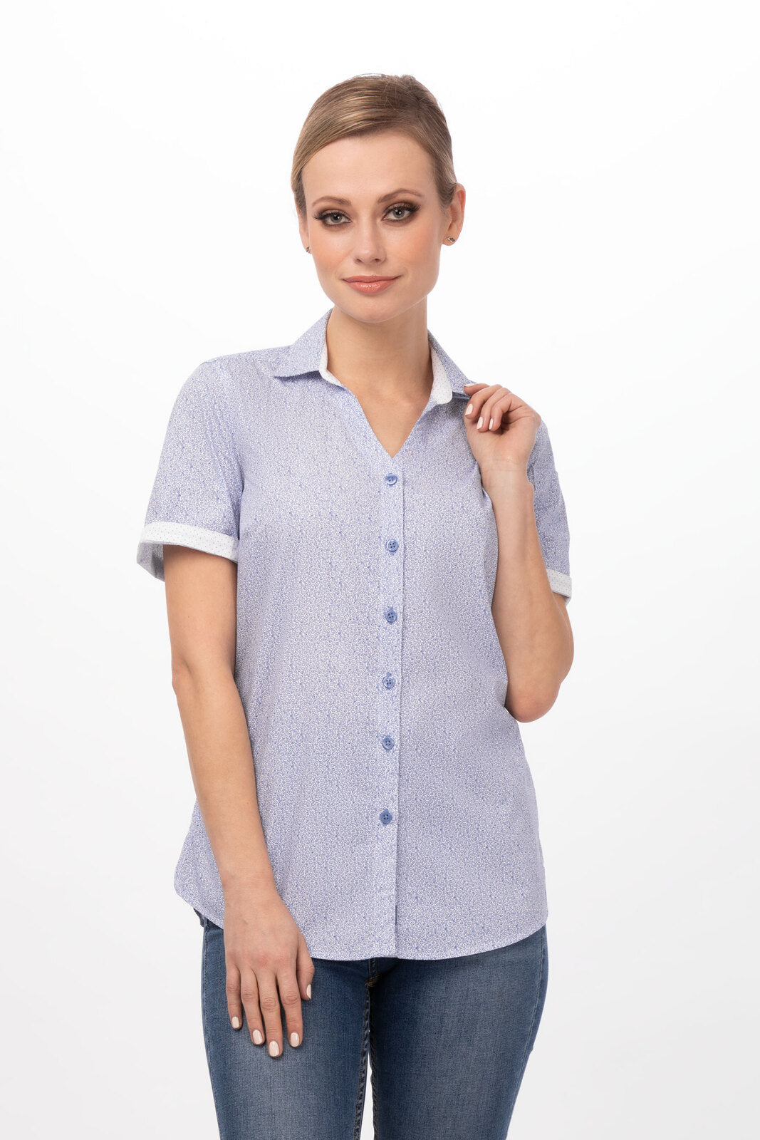 Chef Works Charleston Women's Shirt - Blue