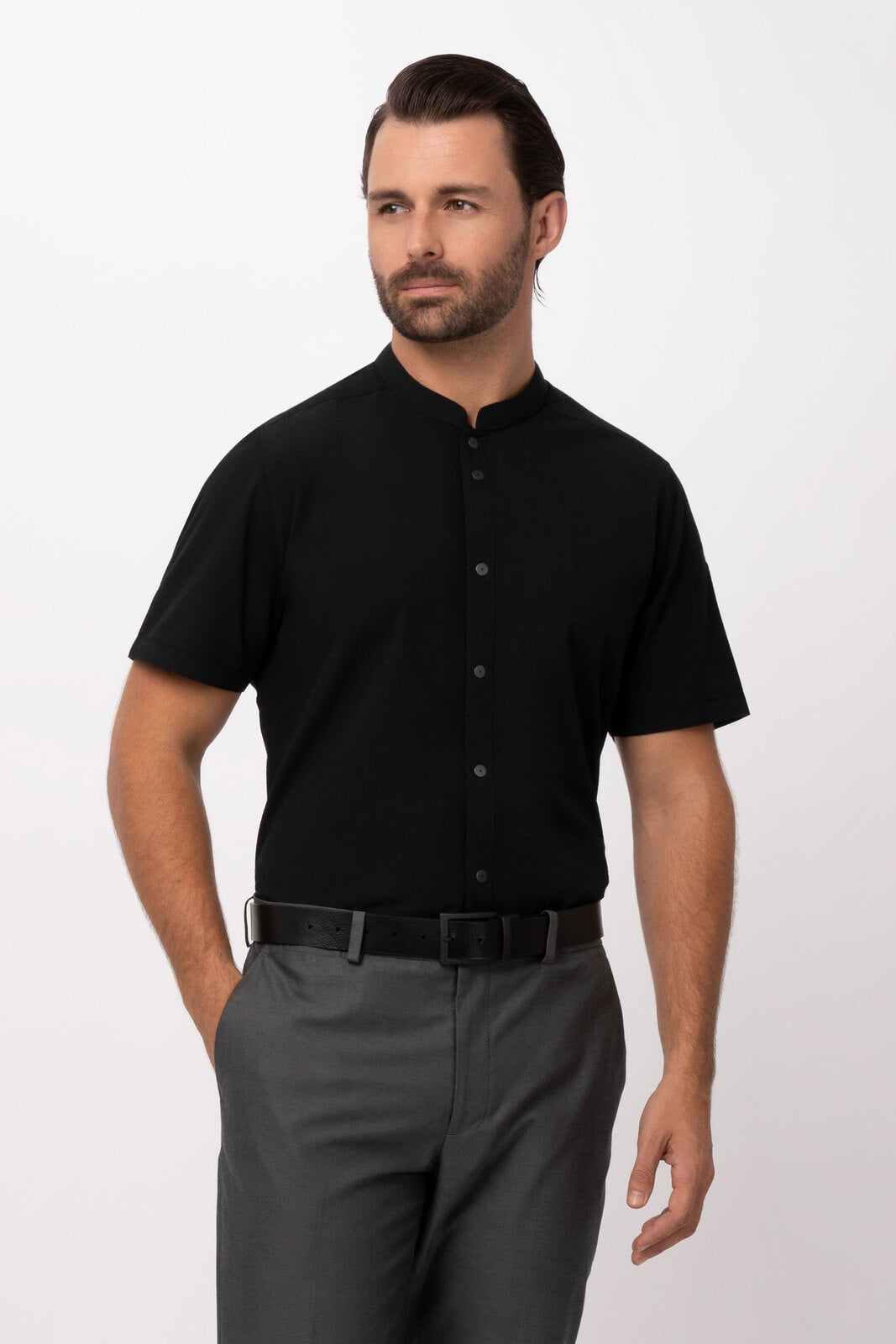 Chef Works Seersucker Men's Shirt - Black