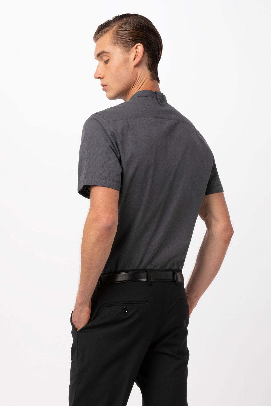 Chef Works Seersucker Men's Shirt - Charcoal
