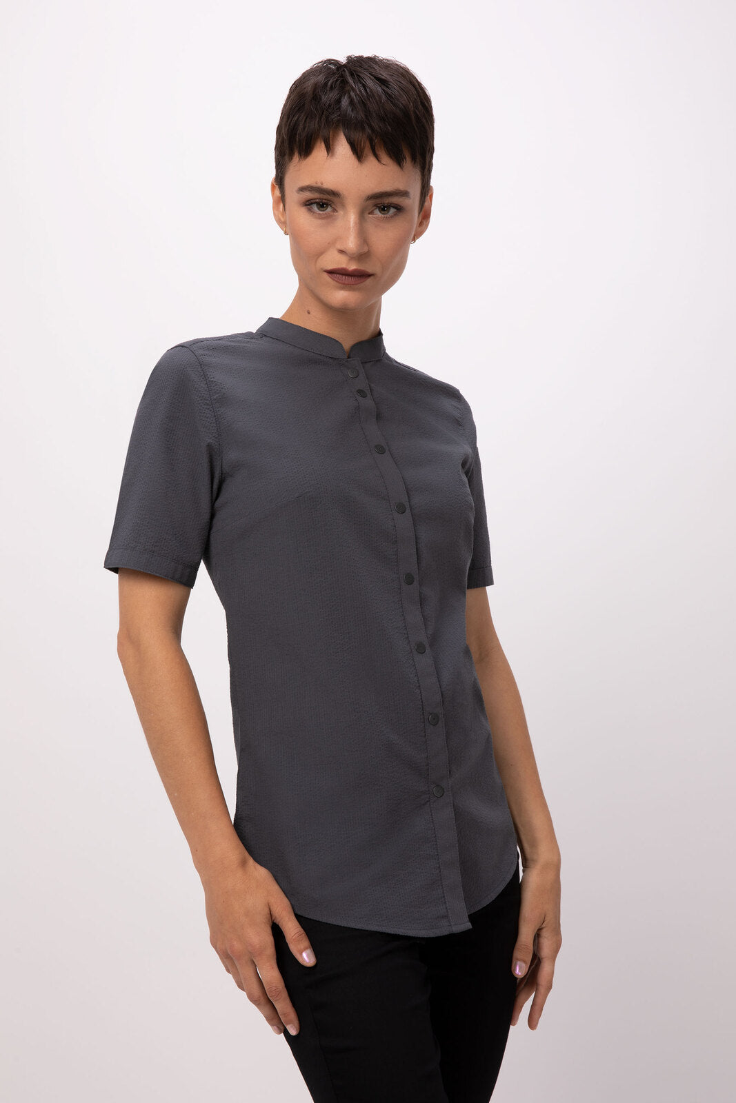 Chef Works Seersucker Women's Shirt - Charcoal