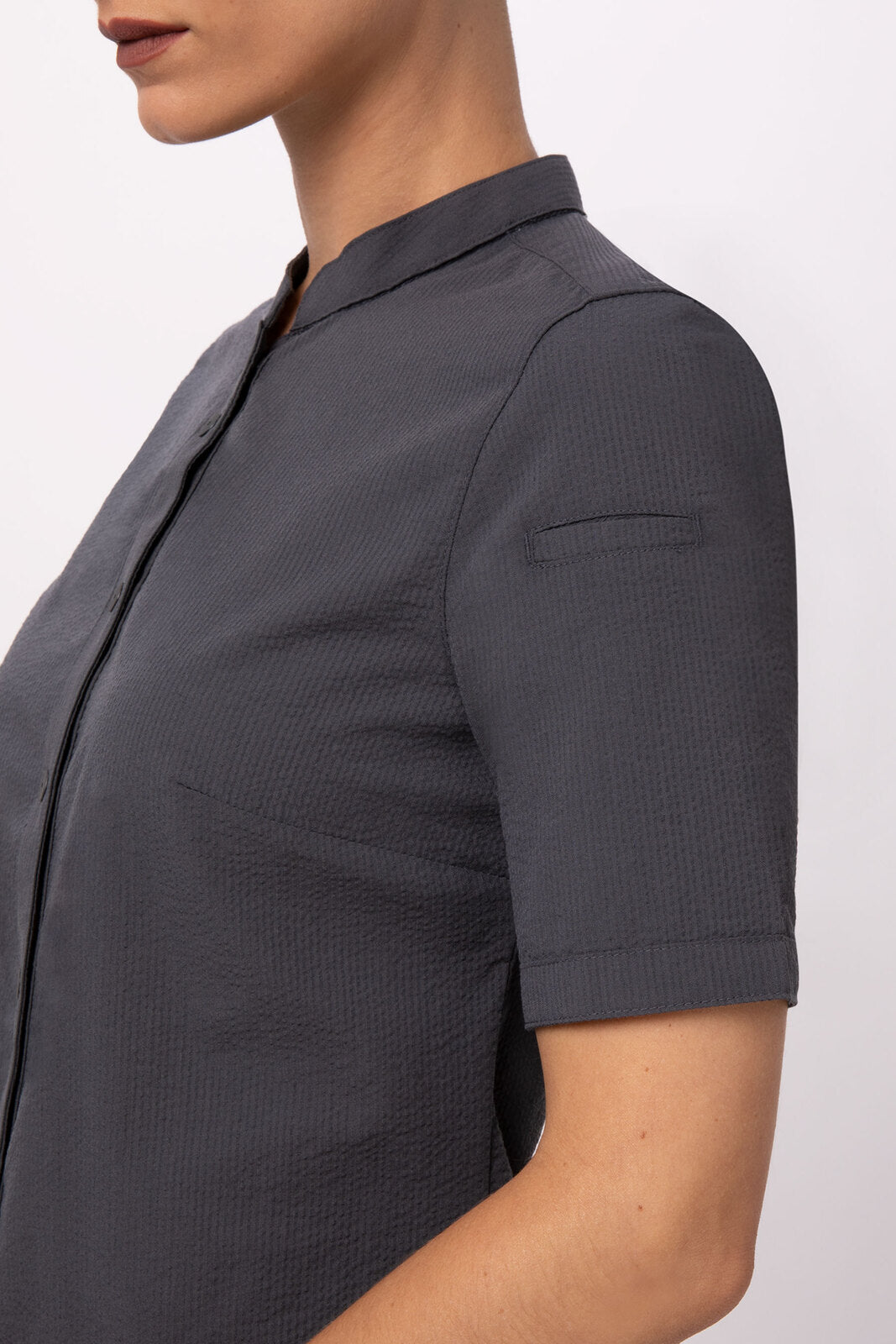 Chef Works Seersucker Women's Shirt - Charcoal