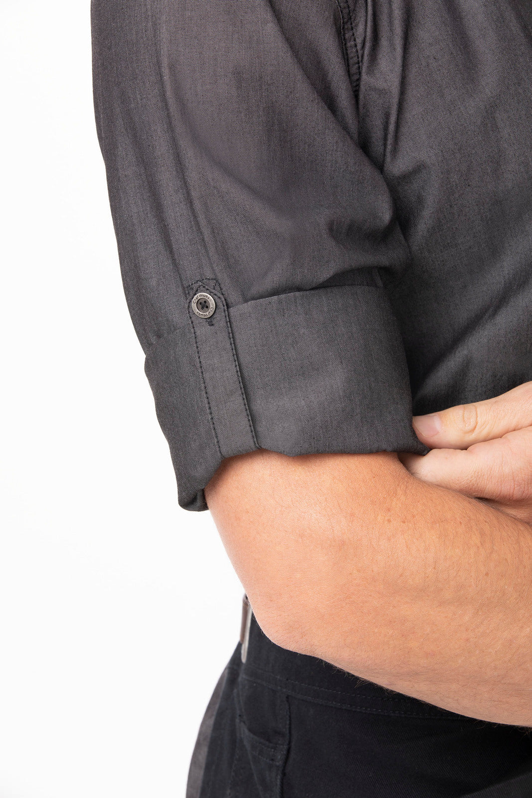 Chef Works Detroit Men's Long Sleeve Denim Shirt Black - Black