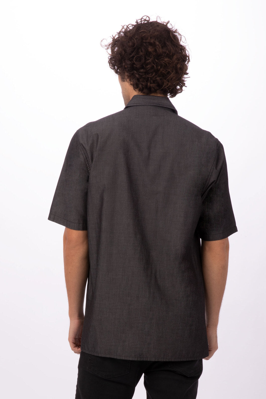 Chef Works Detroit Men's Short Sleeve Denim Shirt - Black