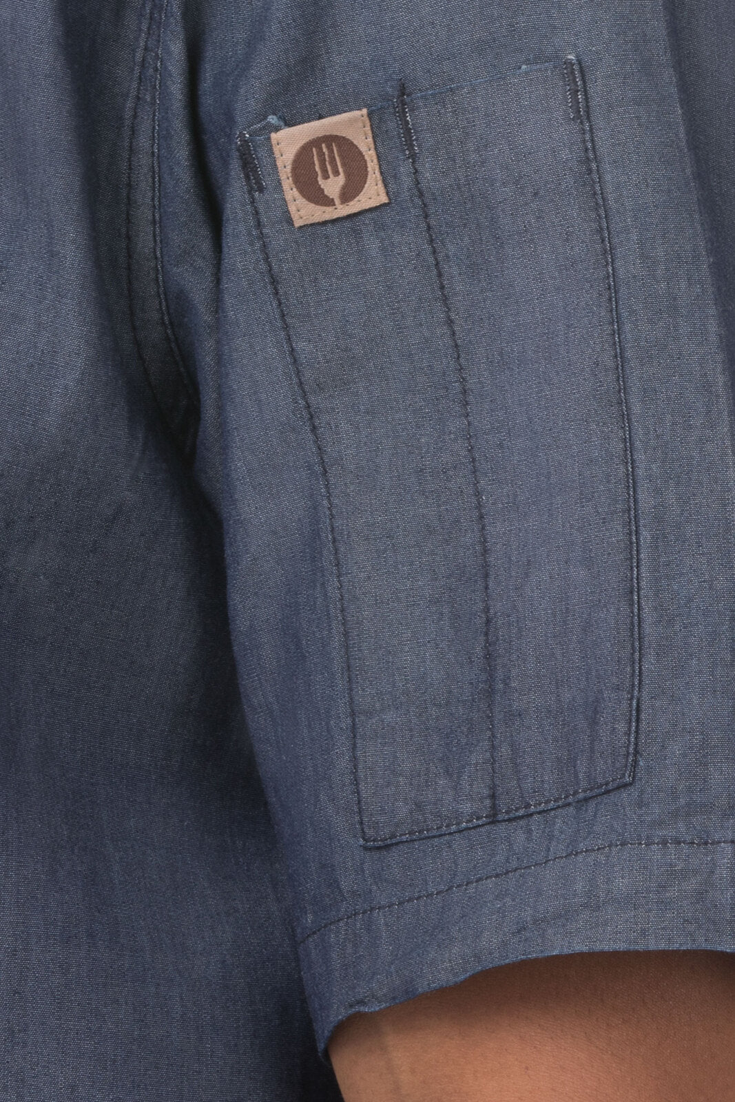 Chef Works Detroit Men's Short Sleeve Denim Shirt - Indigo Blue